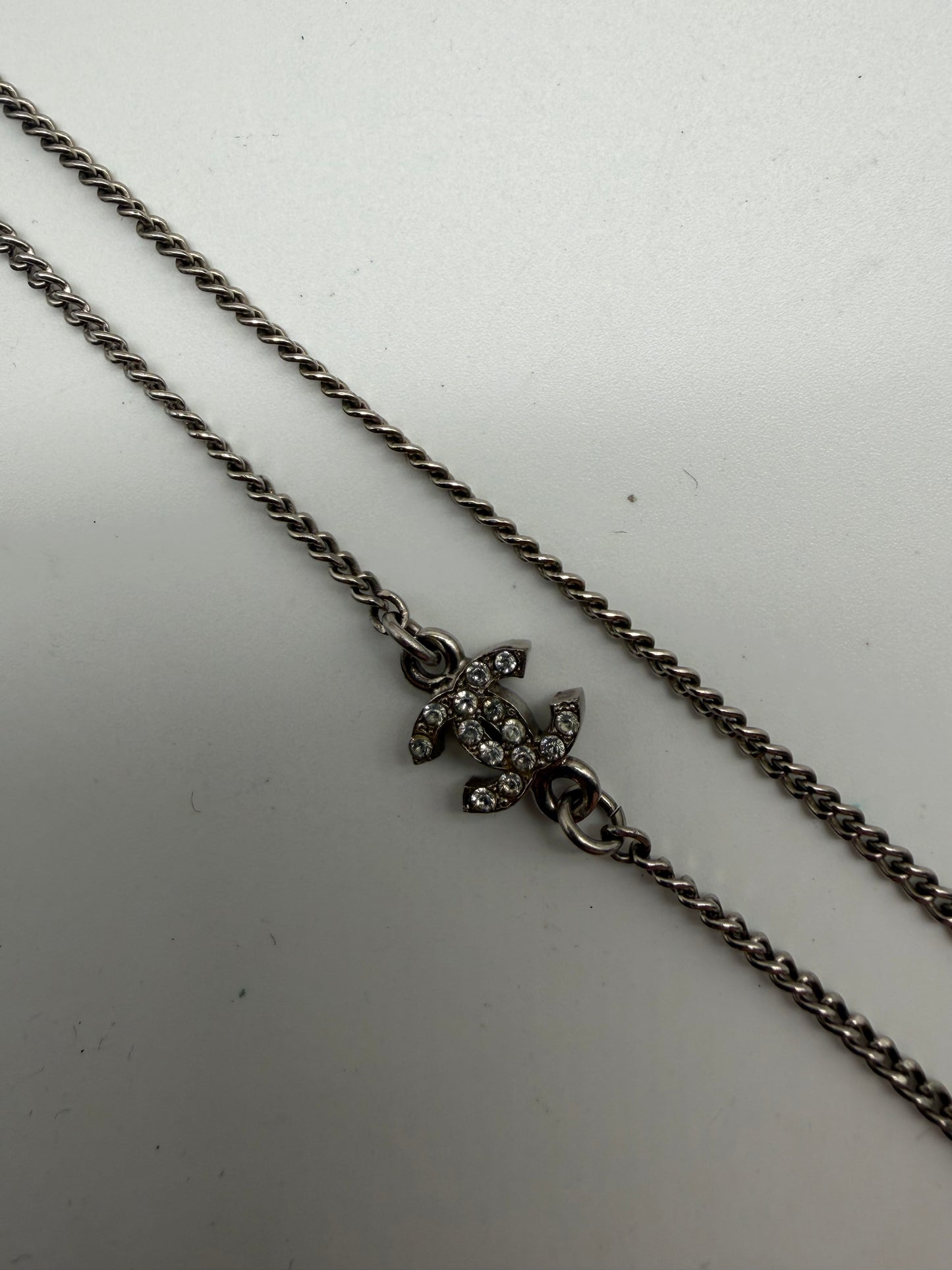 Chanel Collier Schleifen Kette Silber