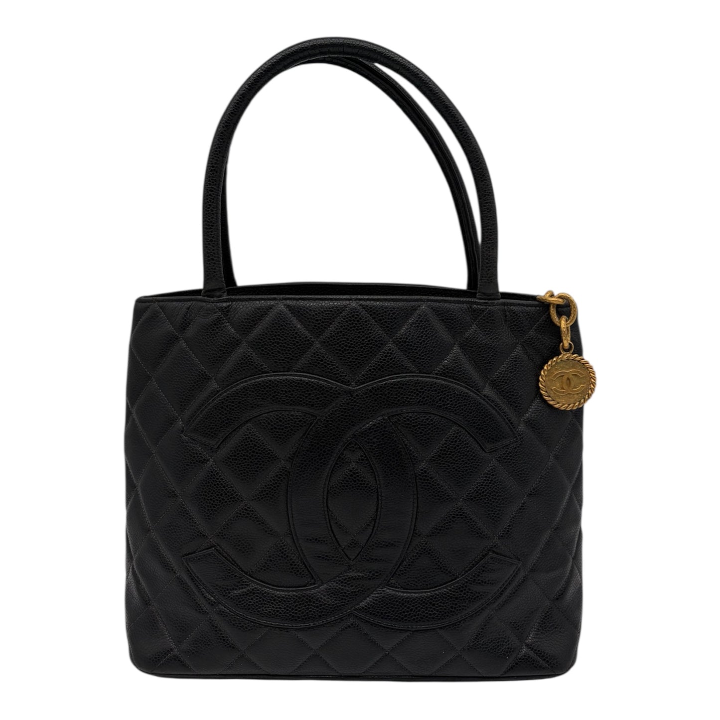 Chanel Gold Medallion Quitted Kaviar Schultertasche