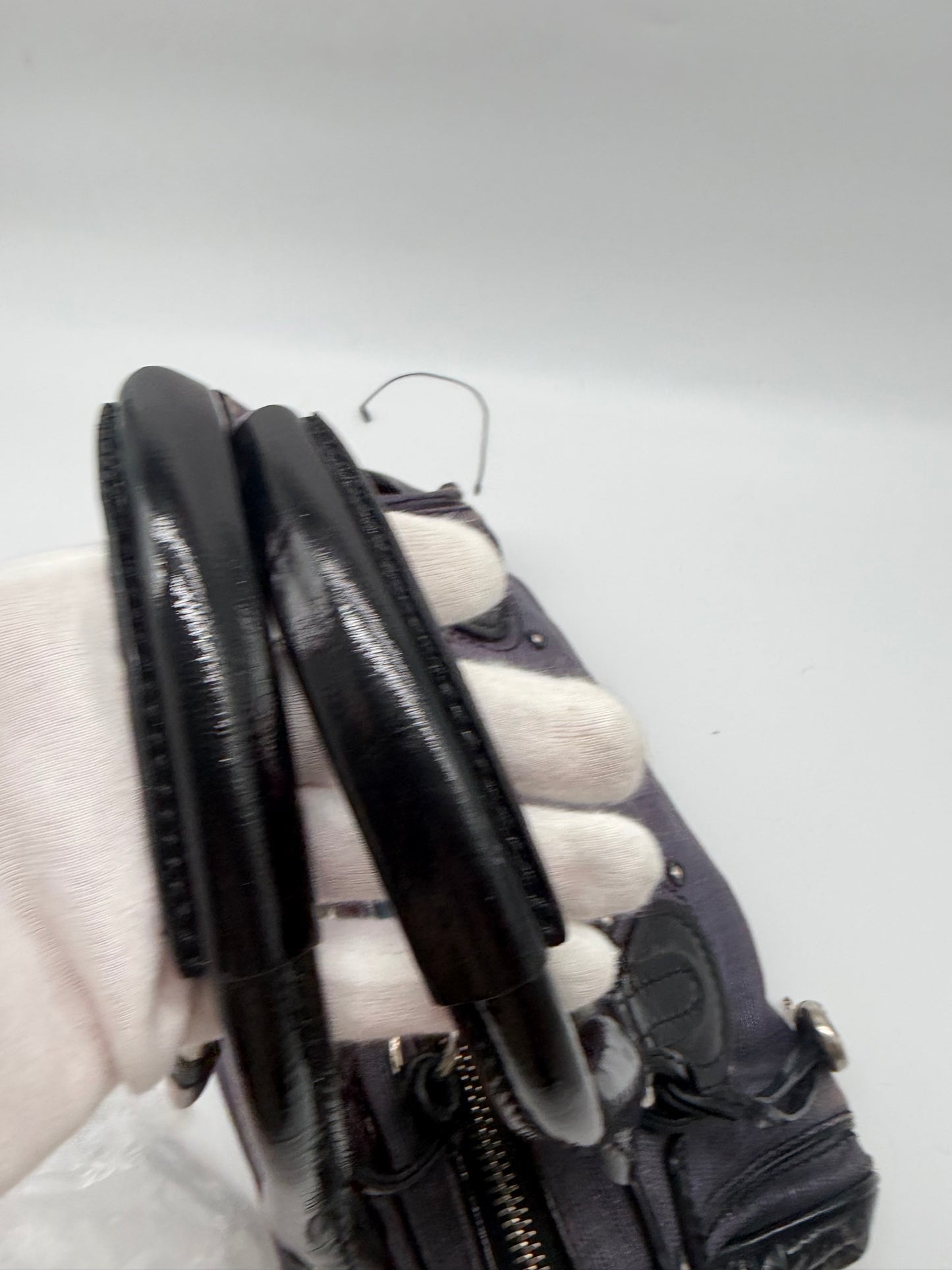 Chloé Paddington Handtasche Lila schwarz aus Jeans und Lackleder