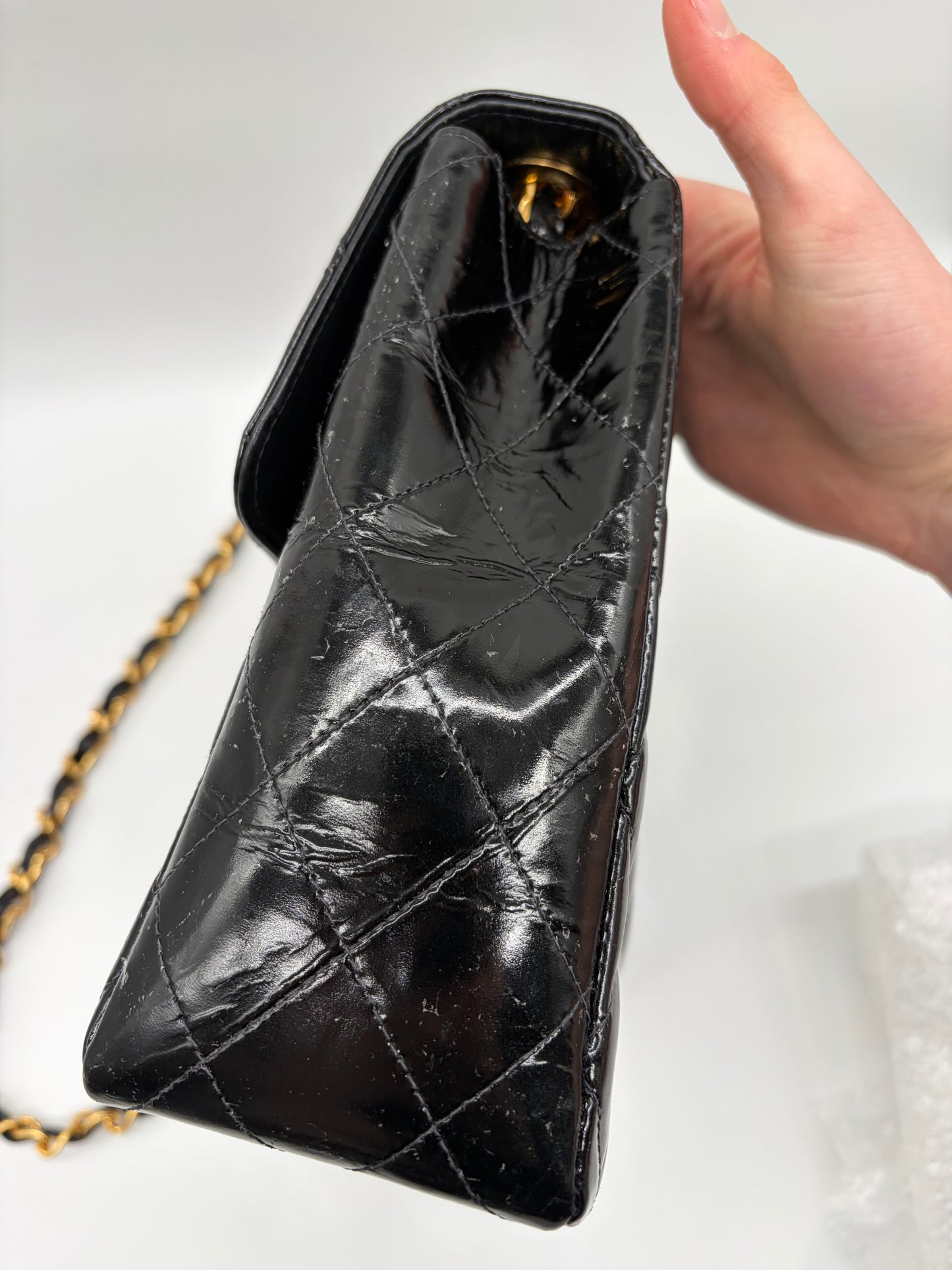 Chanel Deca Matelassé 30 Lackleder Schultertasche