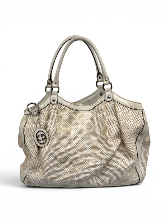 Gucci Guccissima Sukey Tote Bag Large Diamant weiß