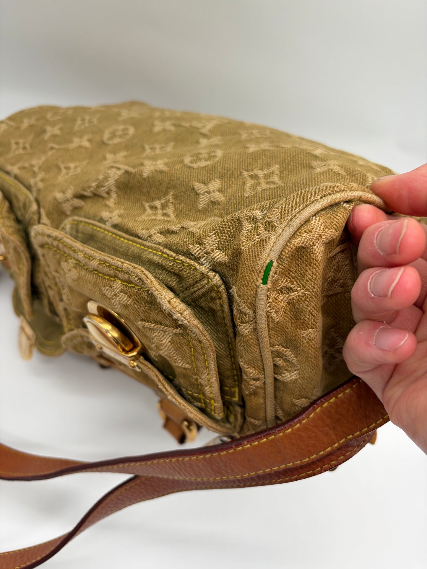 Louis Vuitton Monogram Denim Neo Speedy grün mit Schultergurt