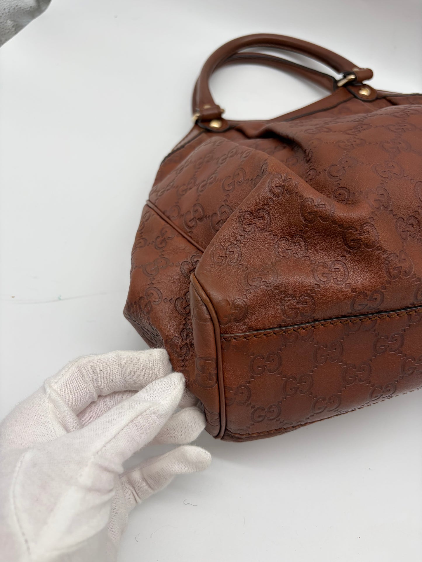Gucci Medium Sukey Tote Gucissima Leder Braun
