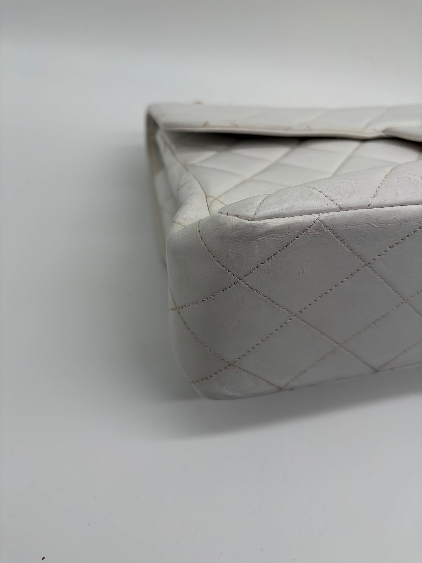 Chanel Matelassé Doppeltes Schultertasche/ Double Face Flap Weiß
