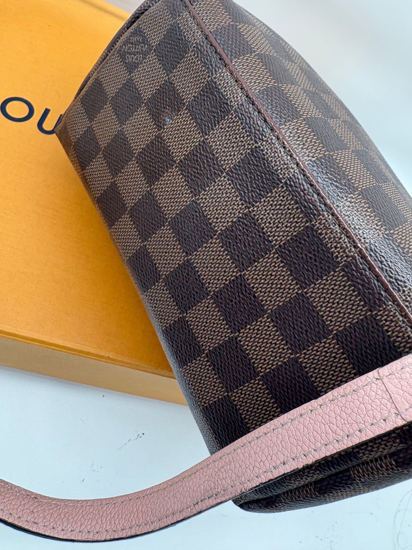 Louis Vuitton Damier Ebene Clapton Rucksack braun pink