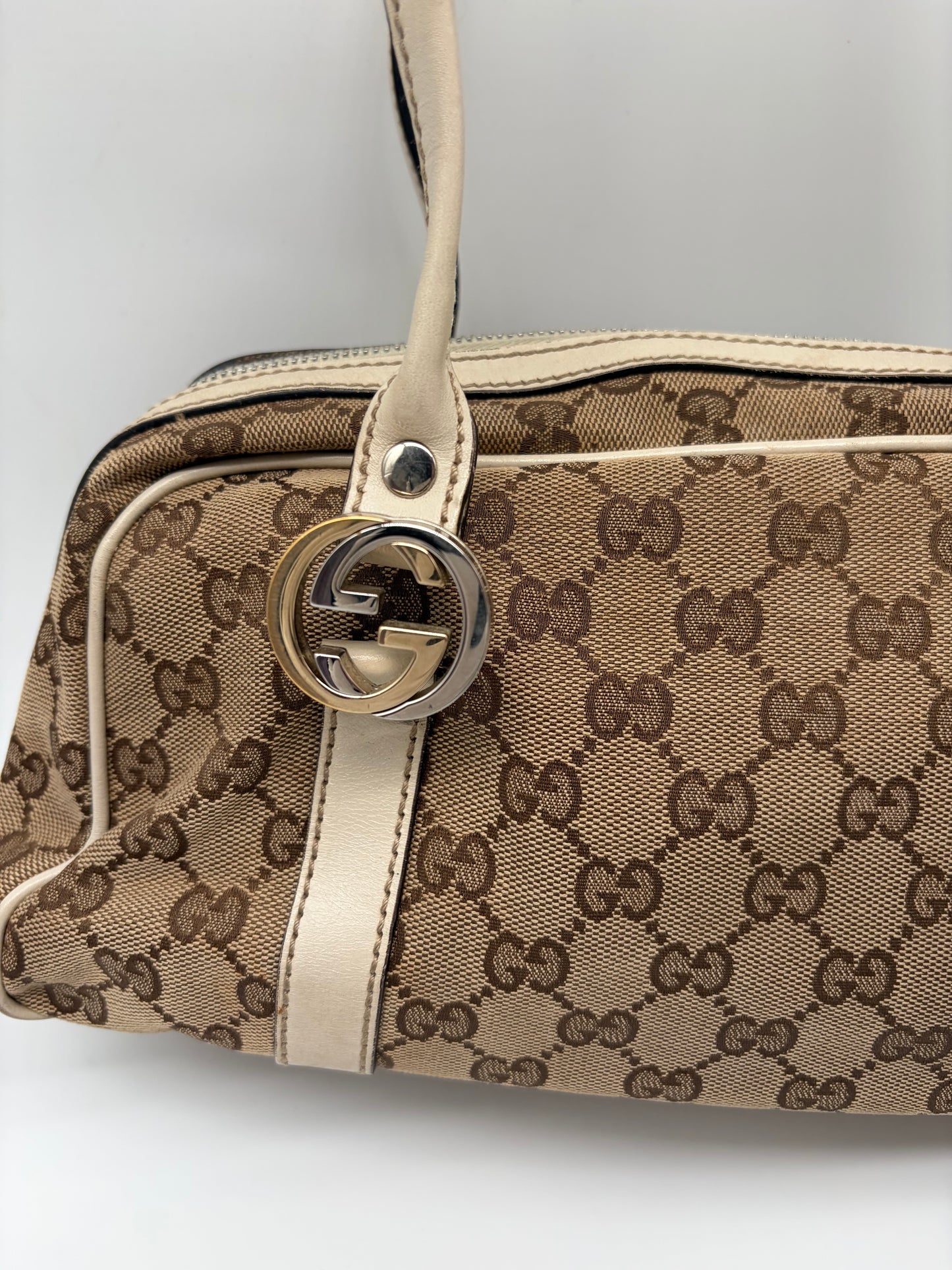 Gucci GG Canvas Twins Schultertasche weiße beige