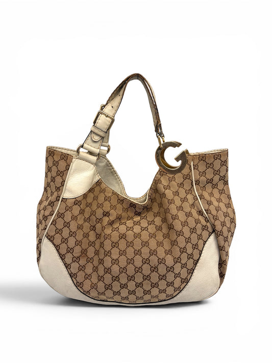 Gucci Charlotte Tote Bag Monogram Beige Weiß
