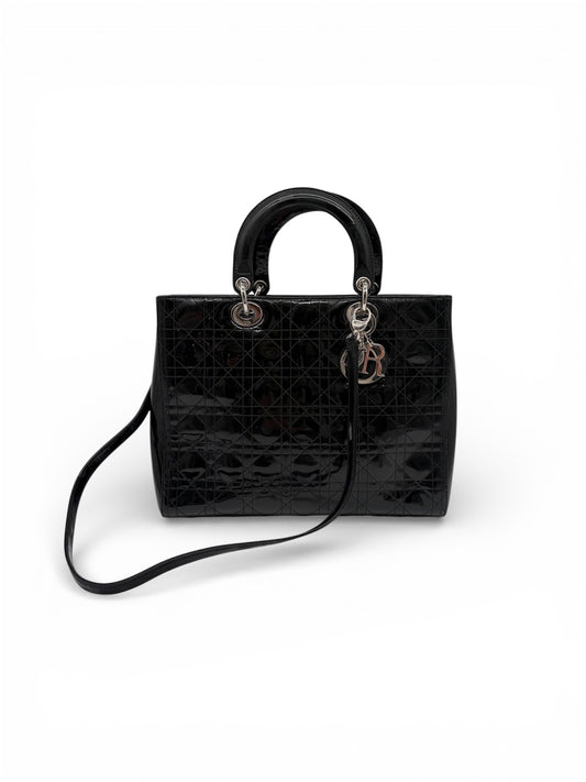 Christian Dior Lady Dior Patent Leather schwarz