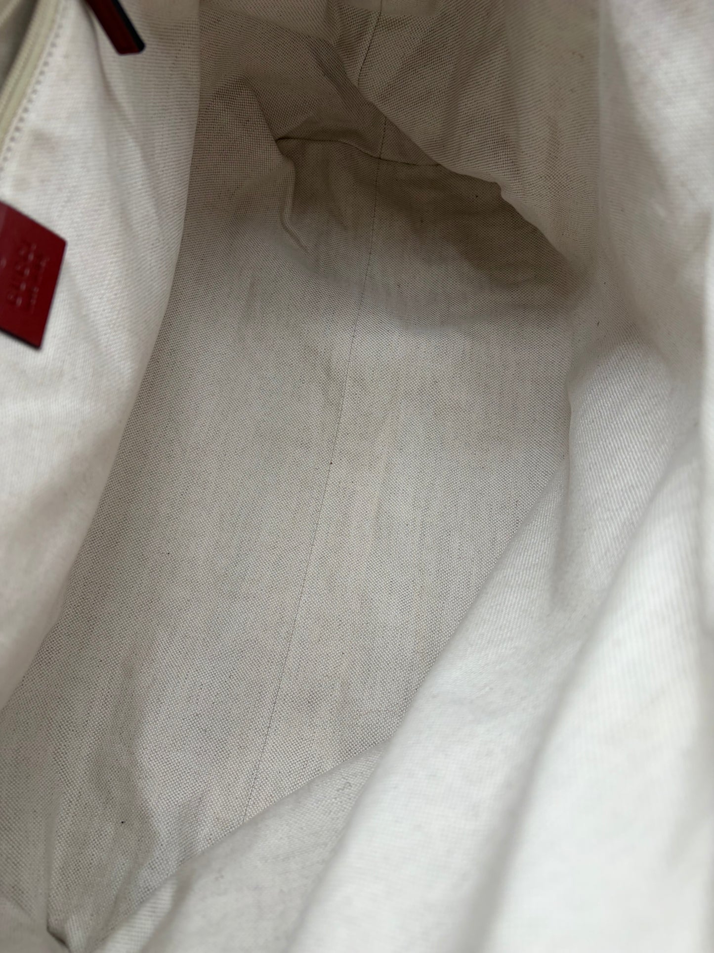 Gucci Large Sukey Tote beige Canvas mit rotem Leder
