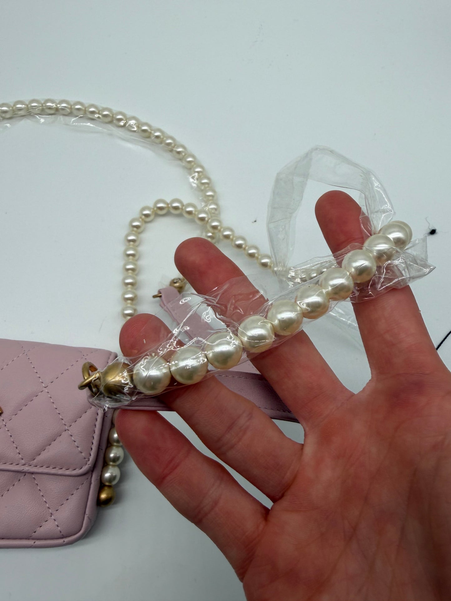 Chanel Pink Lambskin Pearl Micro Bag Rosa