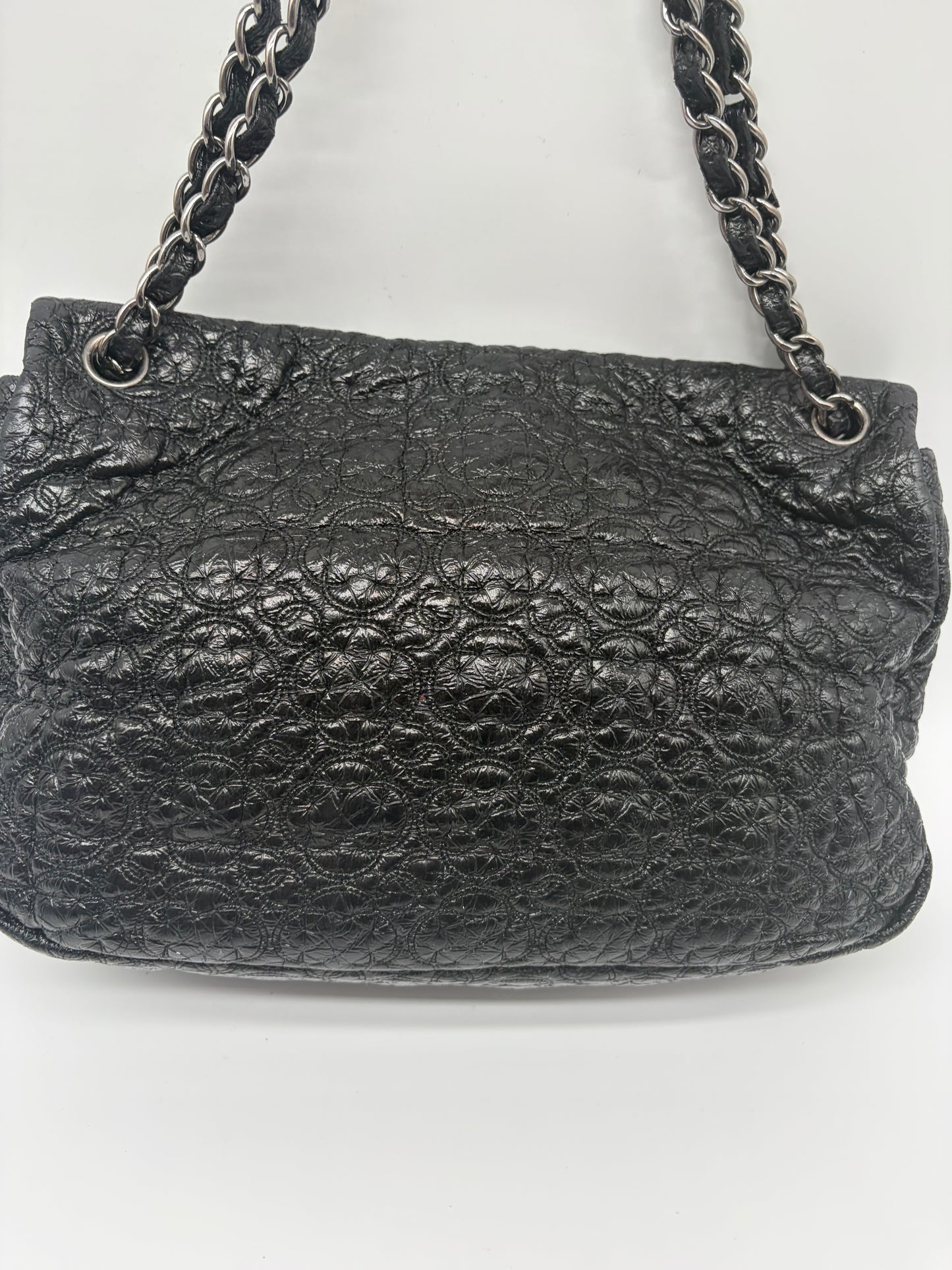Chanel Camellia Coco Mark Flap Schultertasche Schwarz