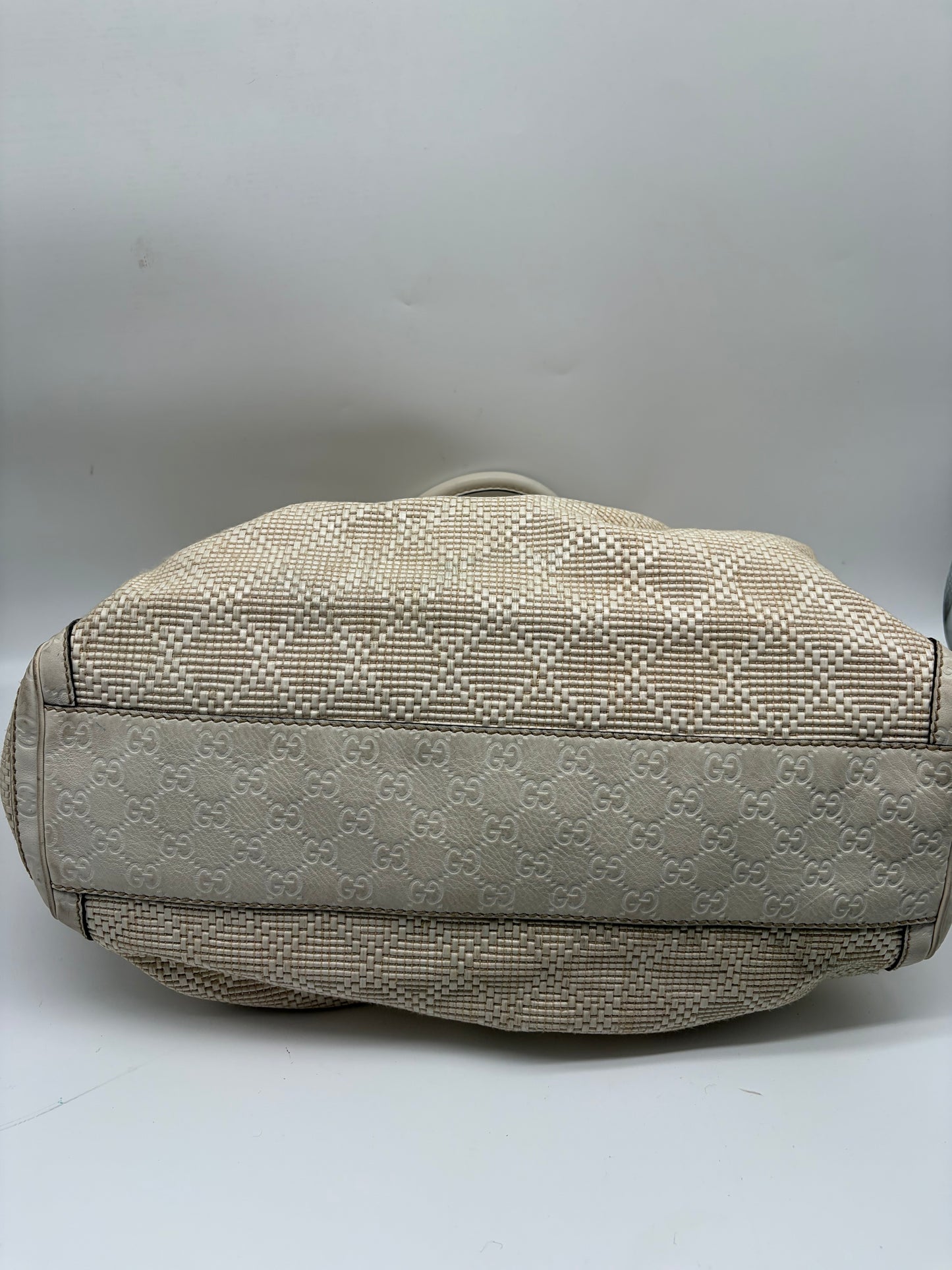 Gucci Guccissima Sukey Tote Bag Large Diamant weiß