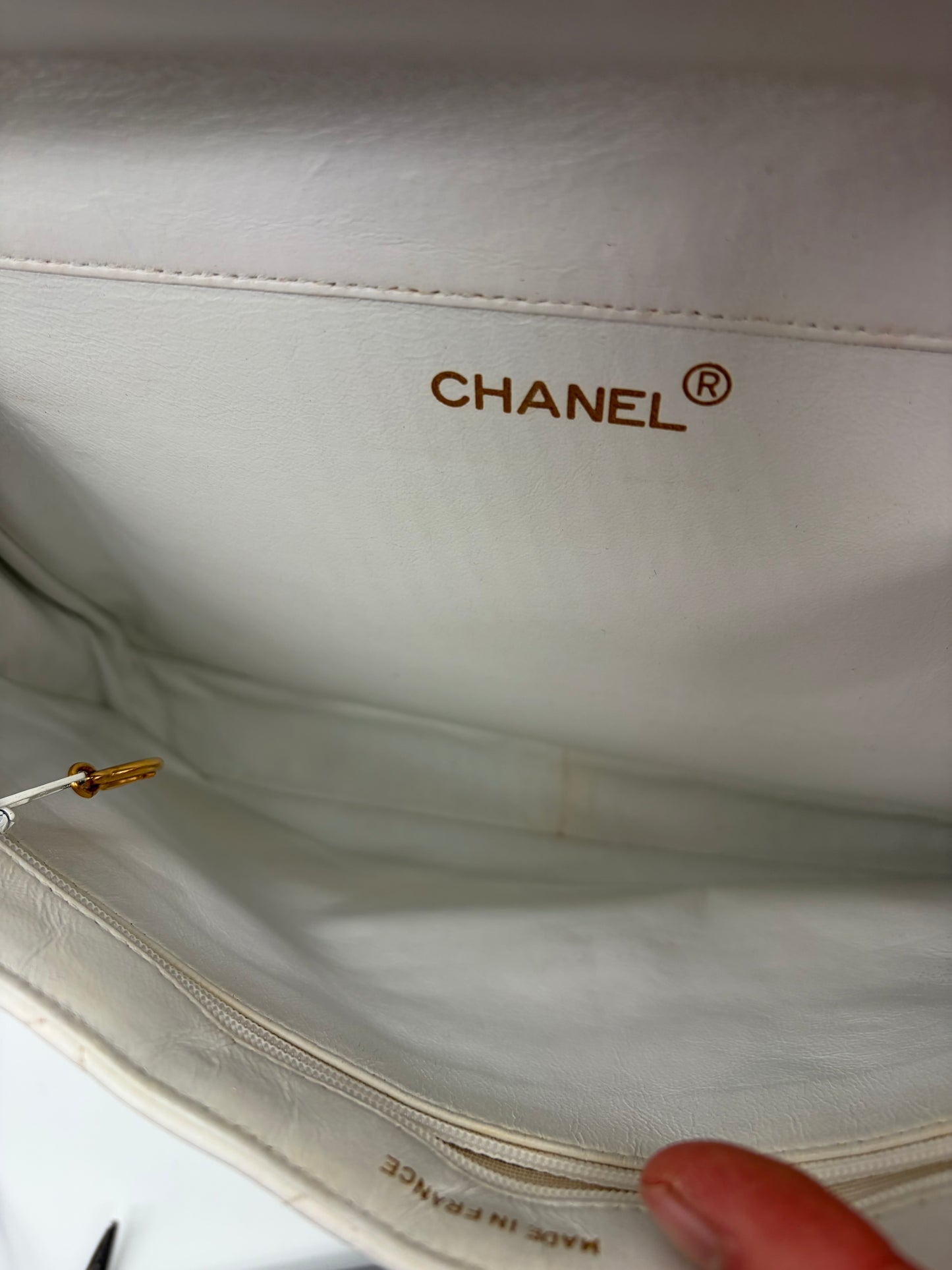 Chanel Matelassé Doppeltes Schultertasche/ Double Face Flap Weiß