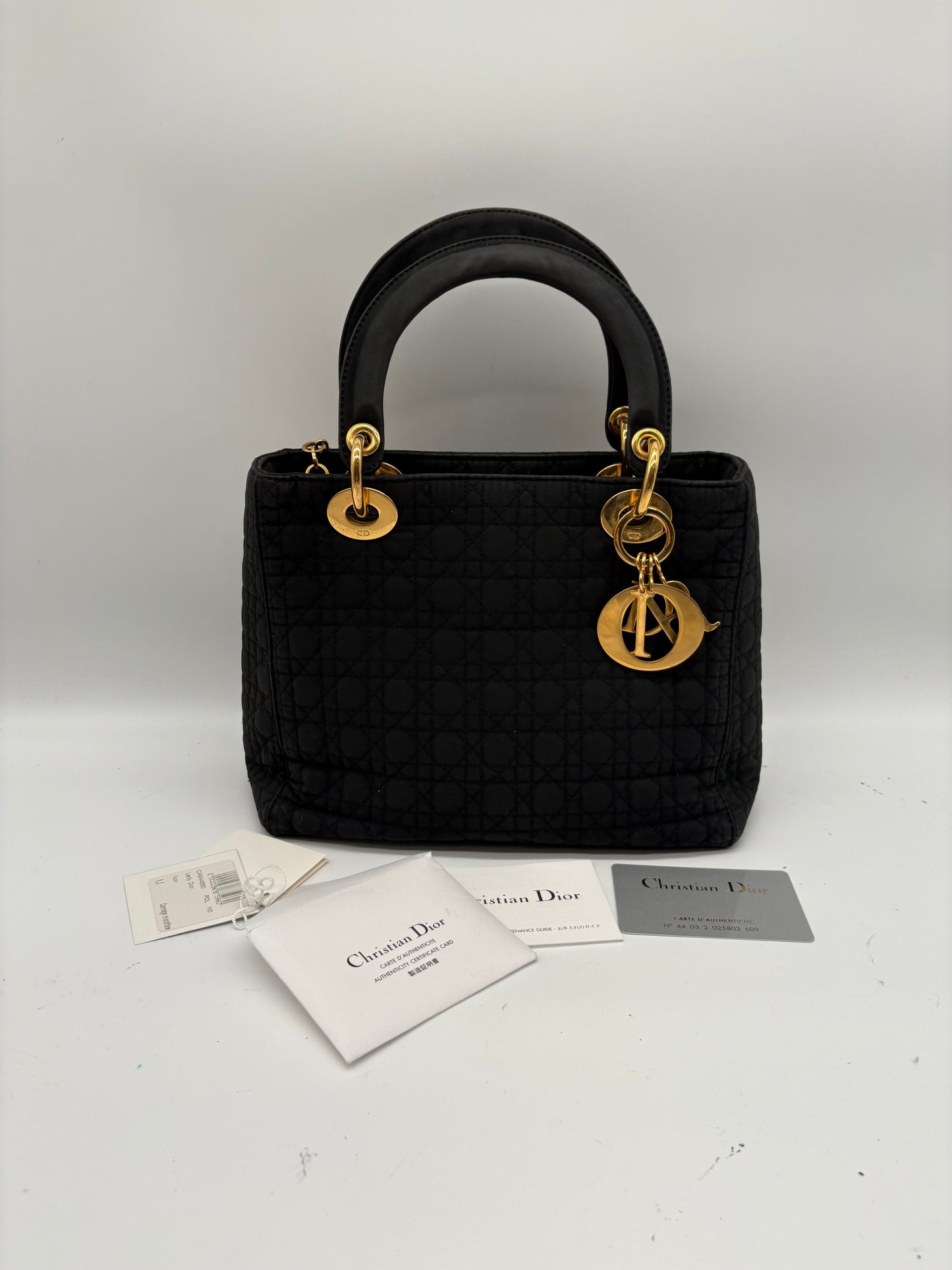 Christian Dior Lady Dior Cannage Nylon Handtasche schwarz