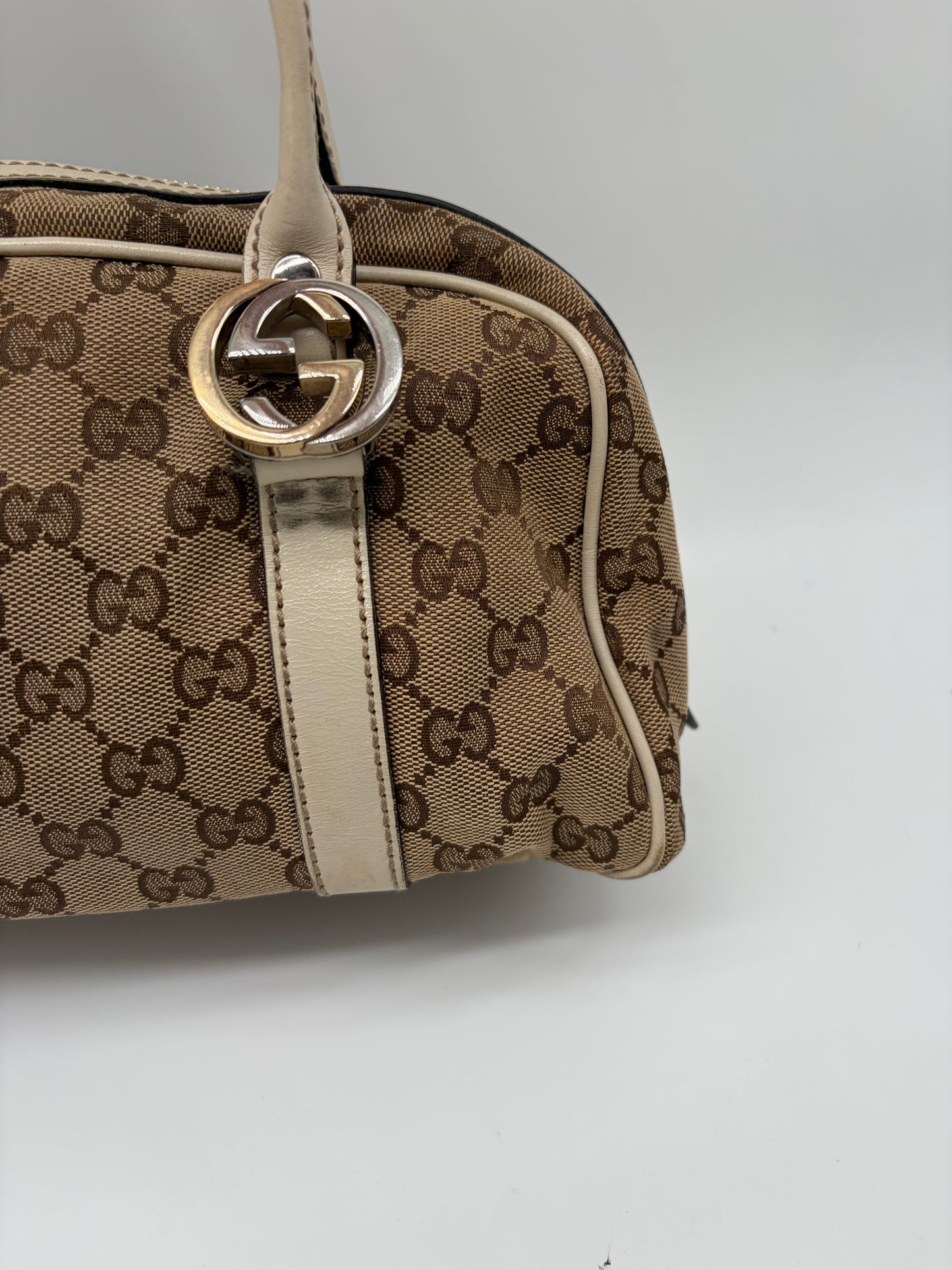 Gucci GG Canvas Twins Schultertasche weiße beige