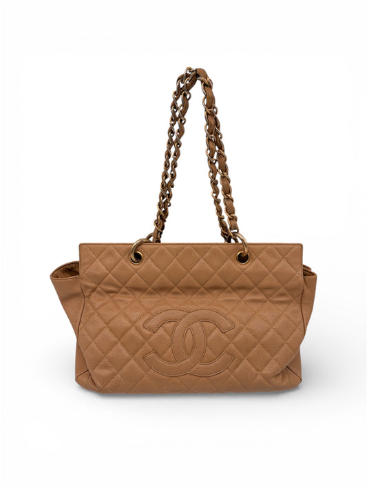 Chanel Caviar-Leder Tote Bag Shopper Beige