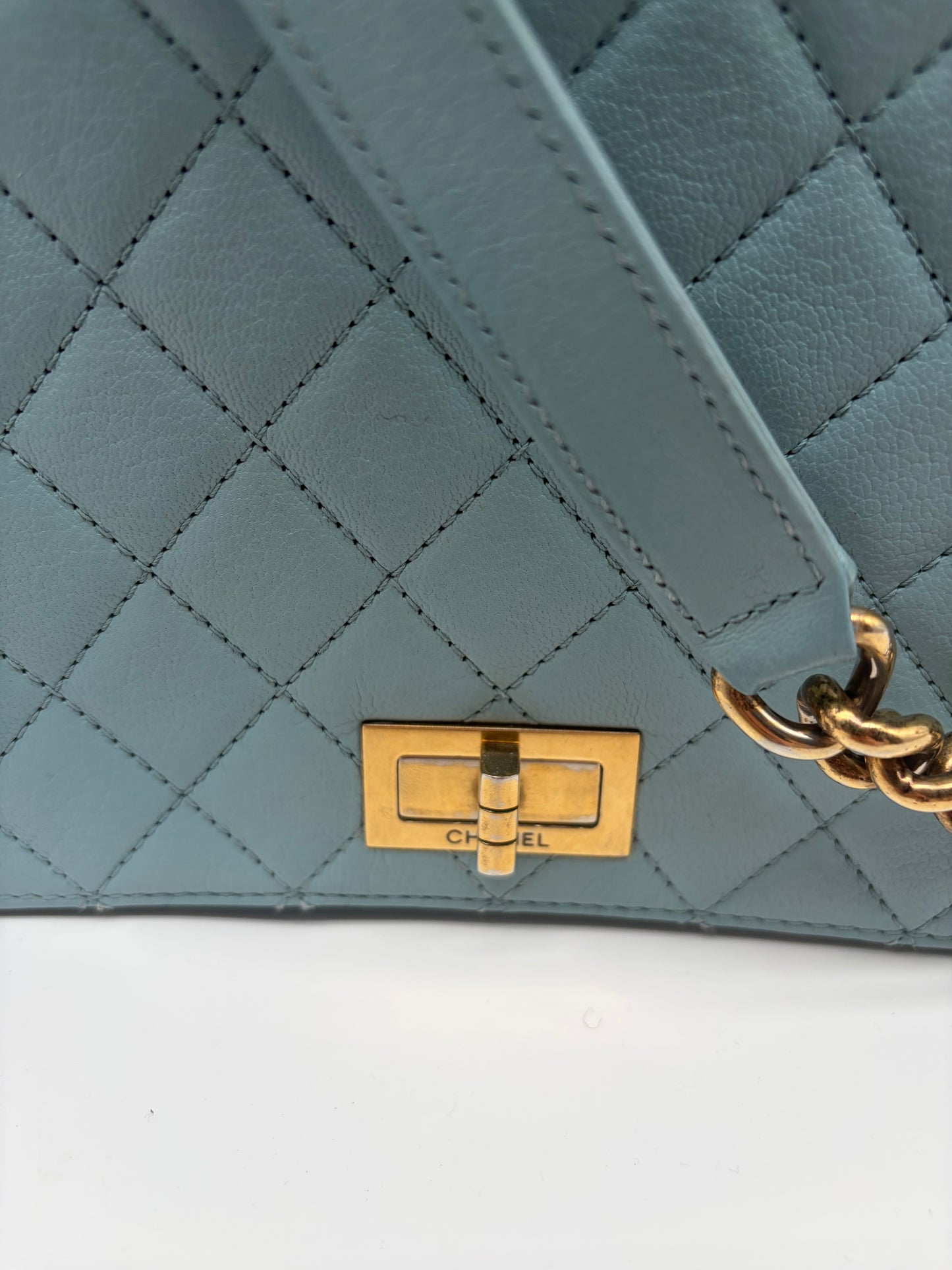 Chanel Rita Flap Bag Handtasche Hellblau Gold Hardware
