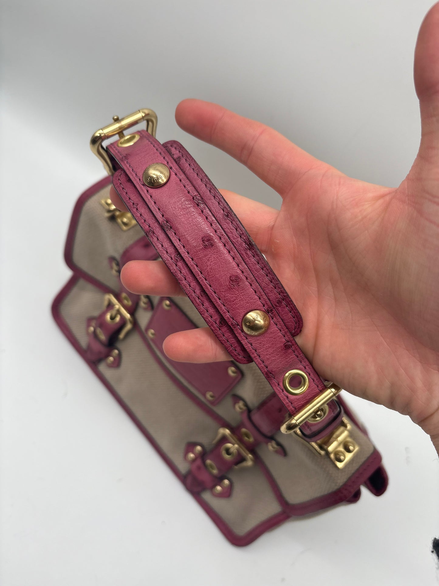 Louis Vuitton Limited Edition Trianon Canvas Lila Straußenleder Handtasche