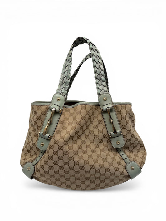 Gucci Pelham Hobo Bag Horsebit Beige Türkis