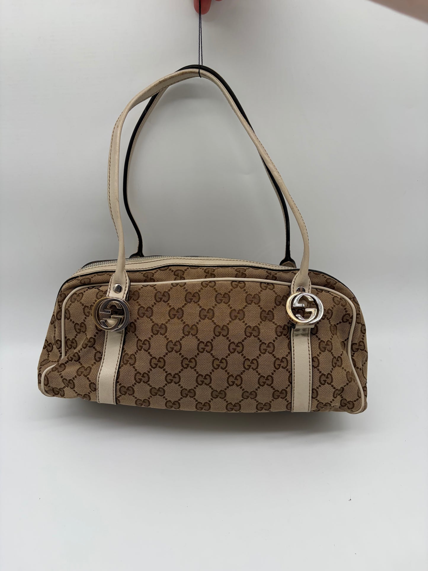 Gucci GG Canvas Twins Schultertasche weiße beige