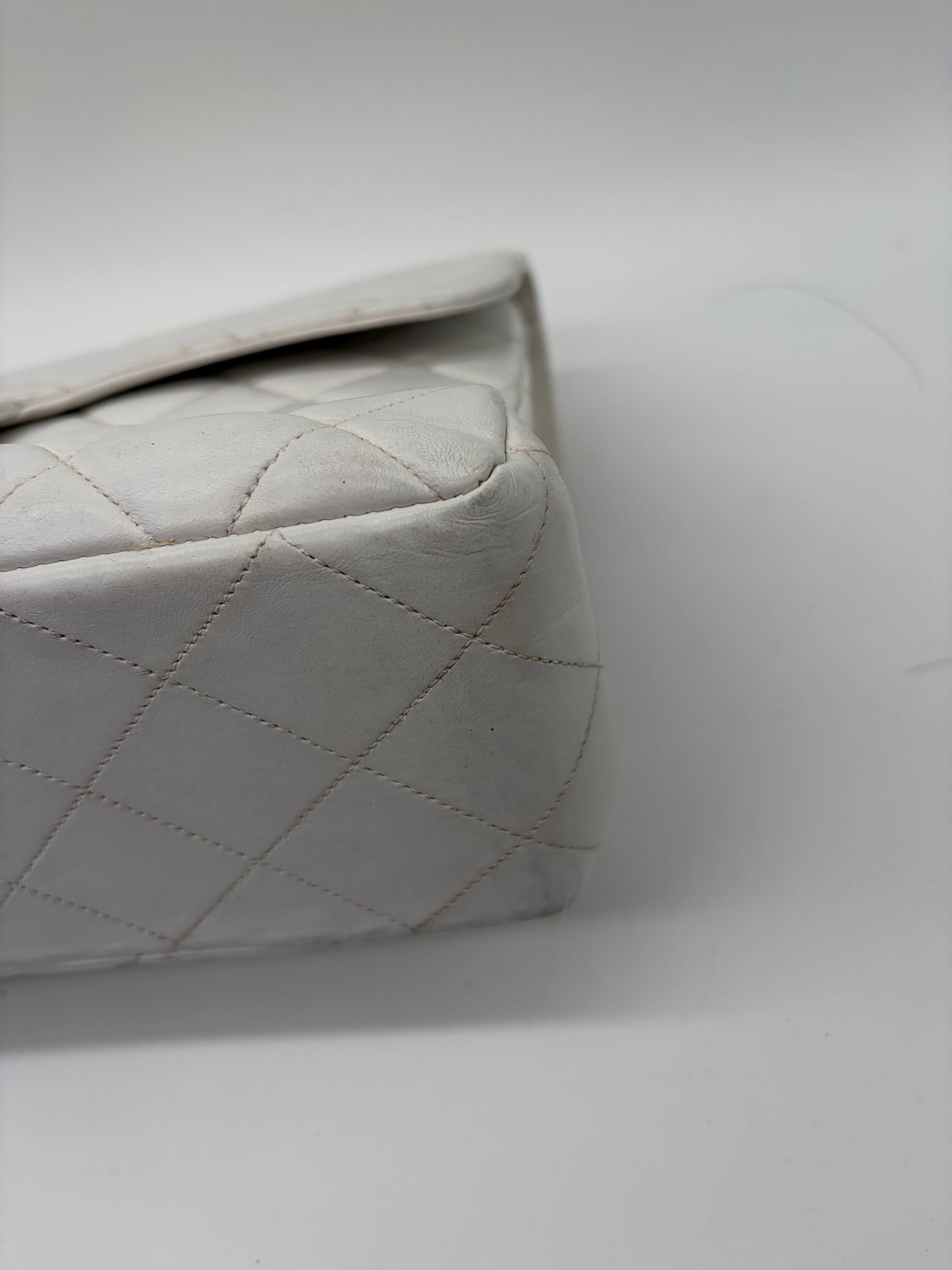 Chanel Matelassé Doppeltes Schultertasche/ Double Face Flap Weiß