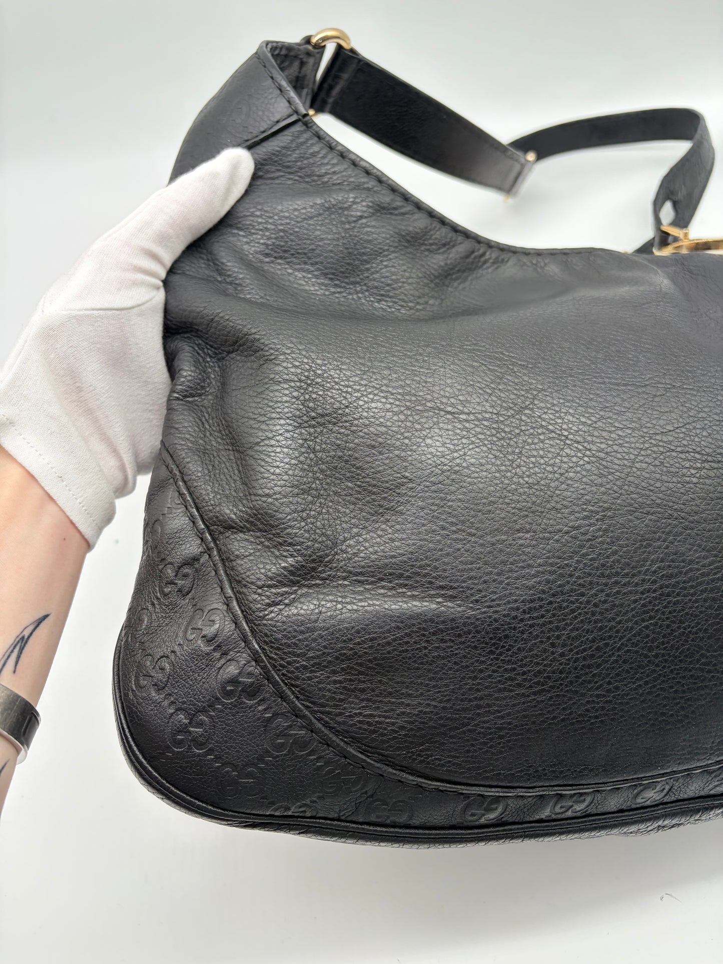 Gucci Charlotte Monogram Leder Tasche schwarz
