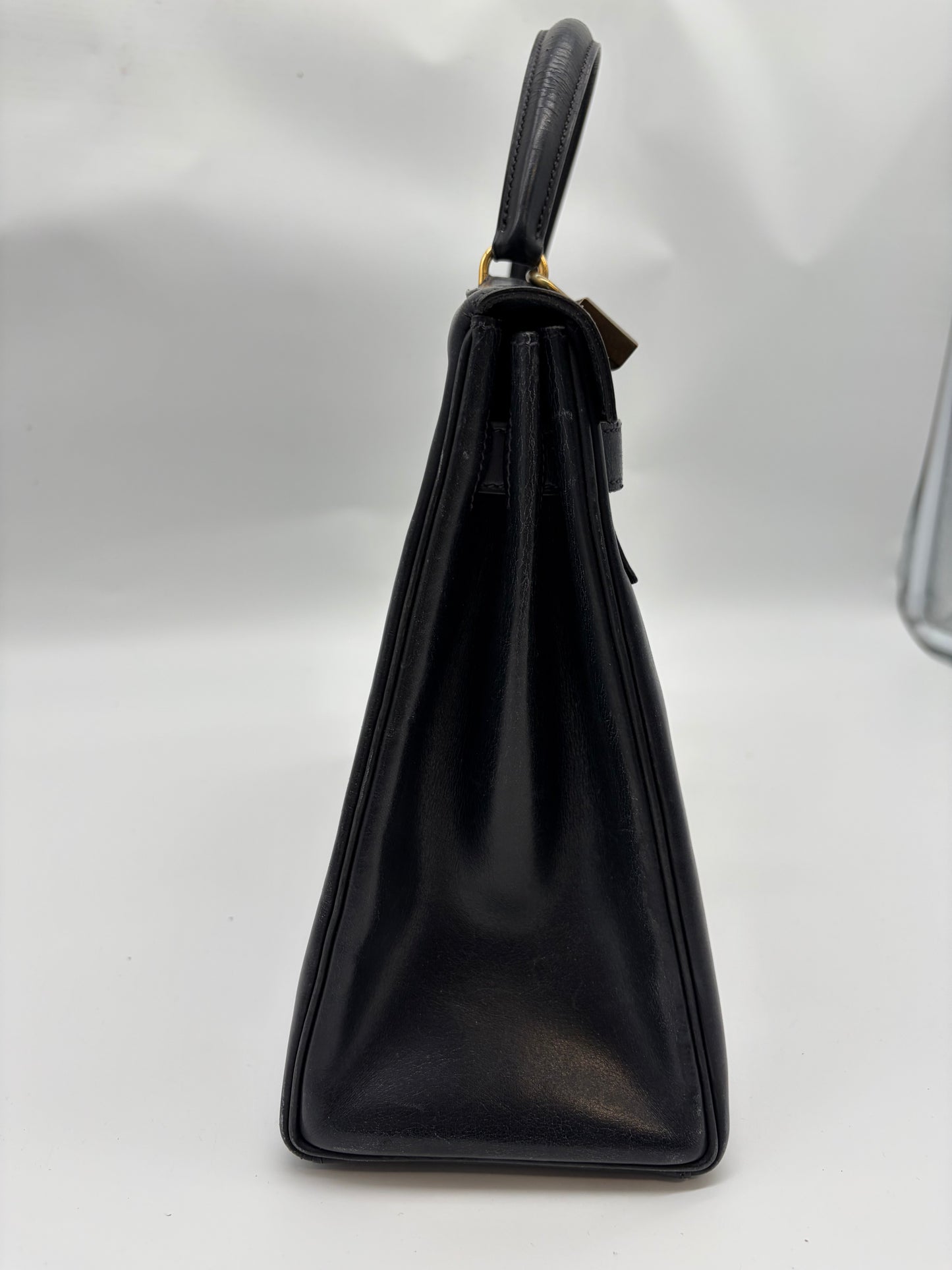 Hermès Kelly 32 Handtasche Navy Kalbsleder