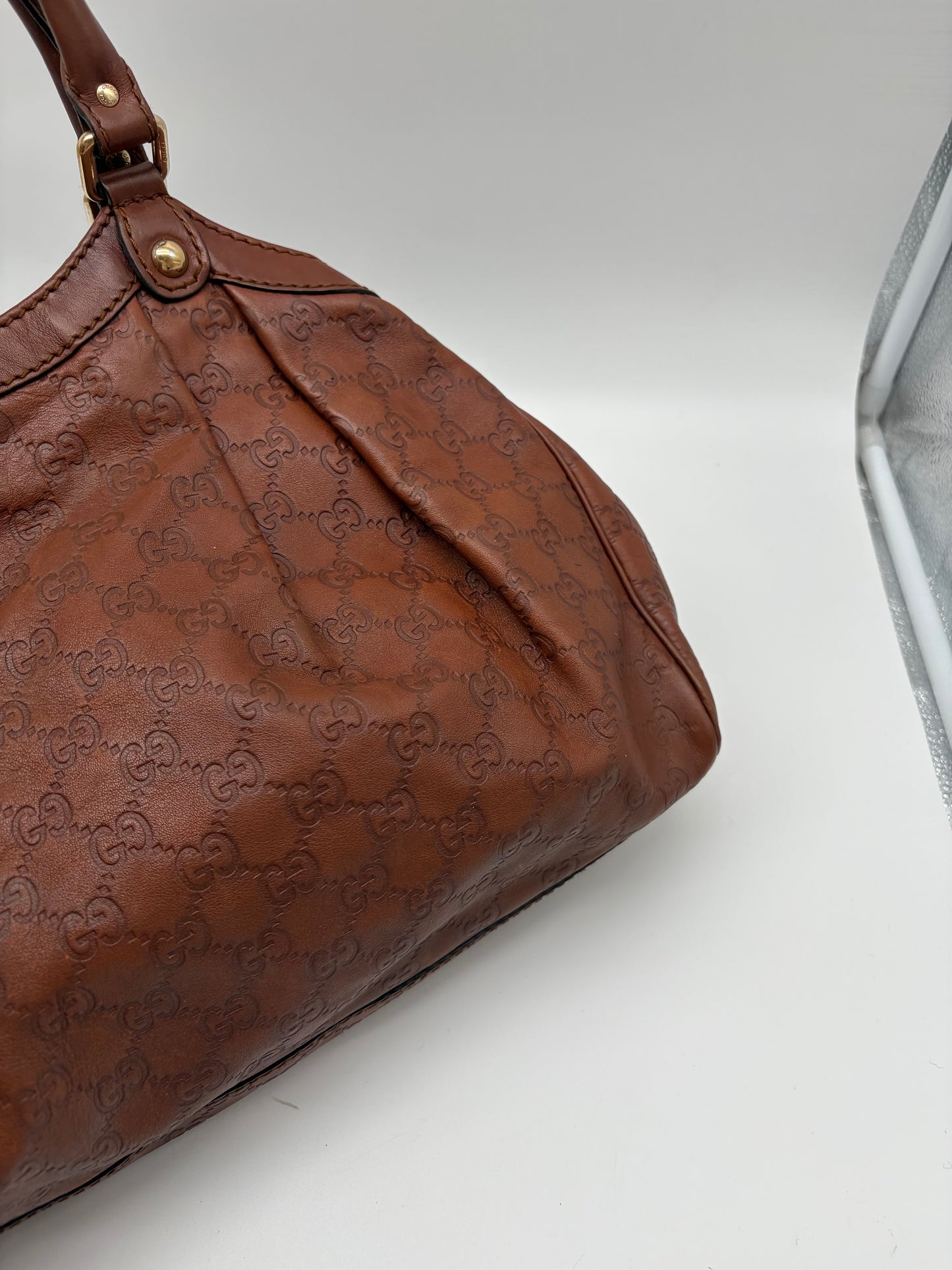 Gucci Medium Sukey Tote Gucissima Leder Braun