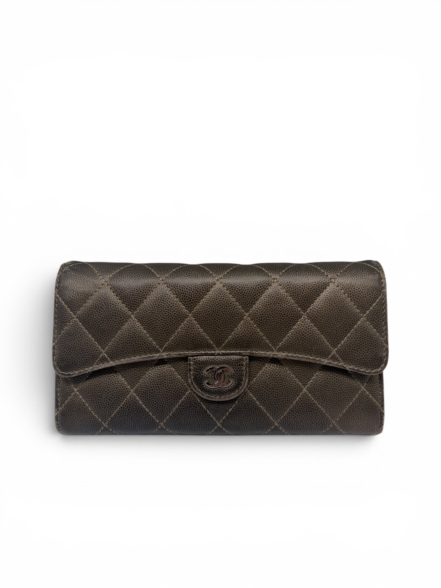 Chanel Caviar Matelasse Long Wallet Bronze/ Braun