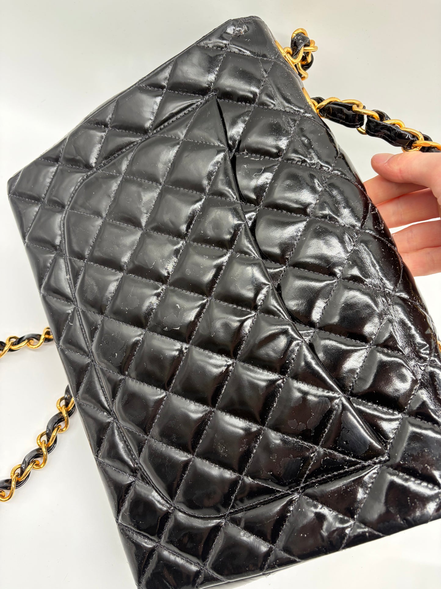 Chanel Deca Matelassé 30 Lackleder Schultertasche