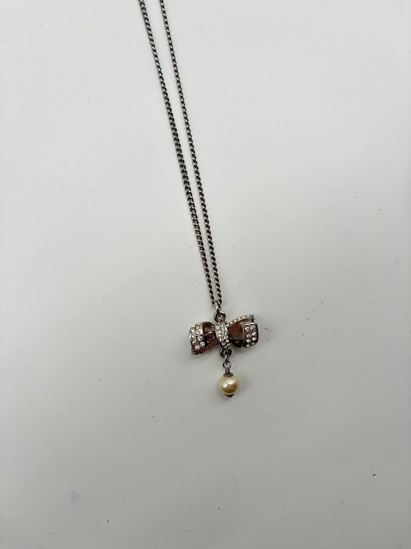 Chanel Collier Schleifen Kette Silber