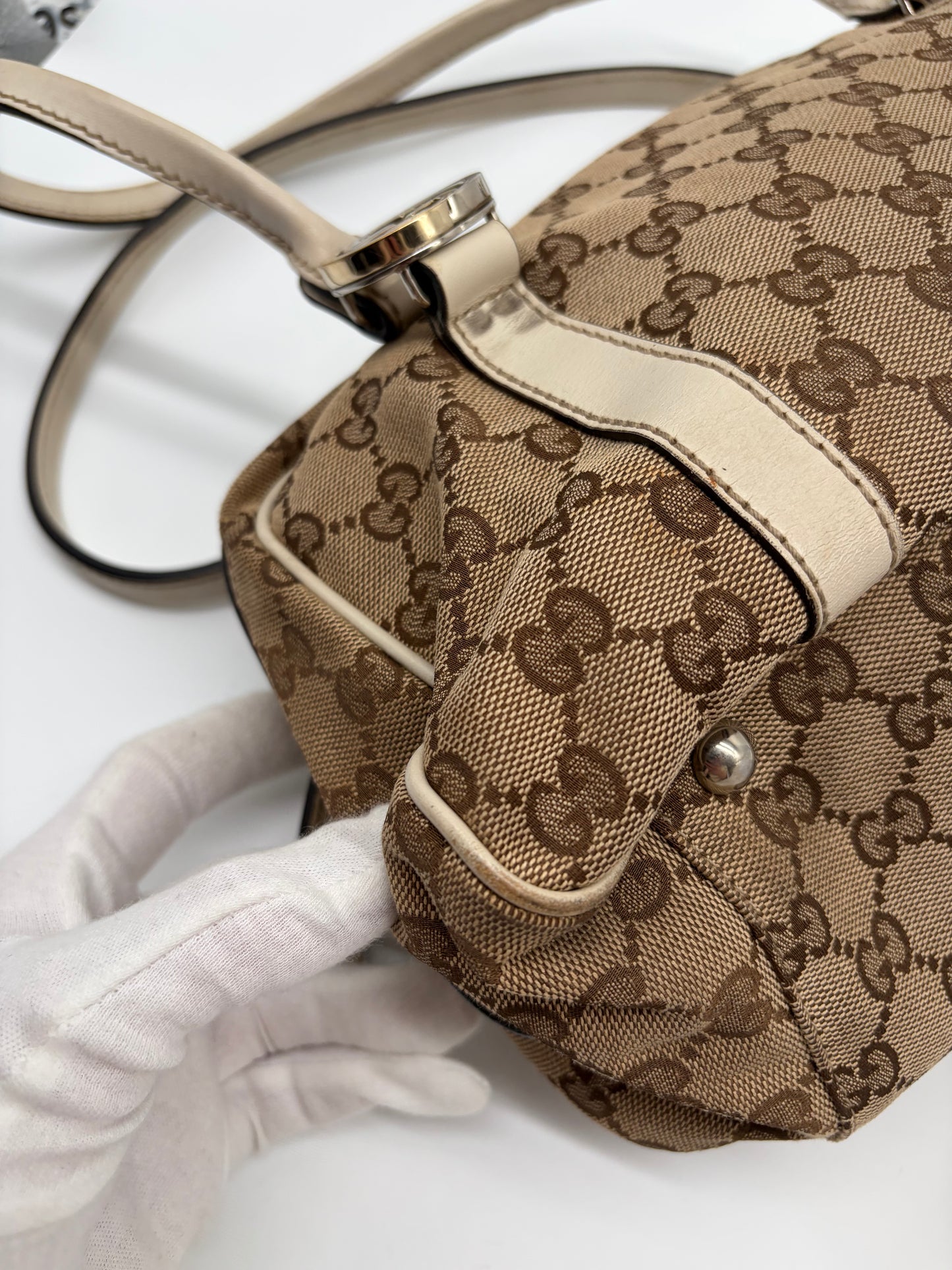 Gucci GG Canvas Twins Schultertasche weiße beige