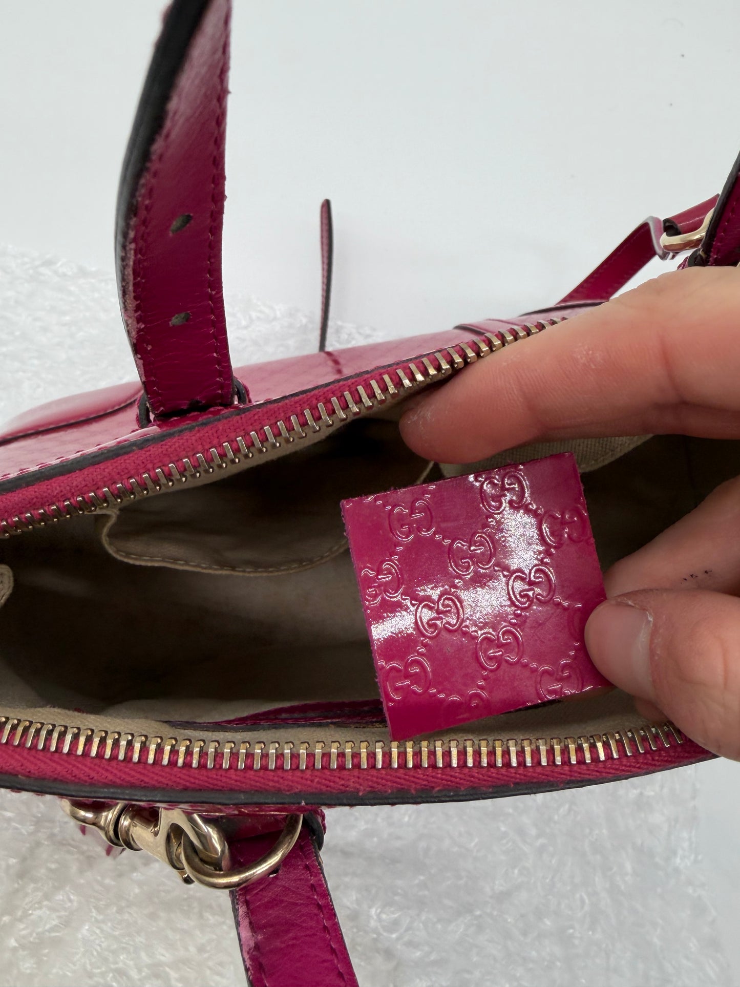 Gucci Microguccissima Pink Lackleder Handtasche