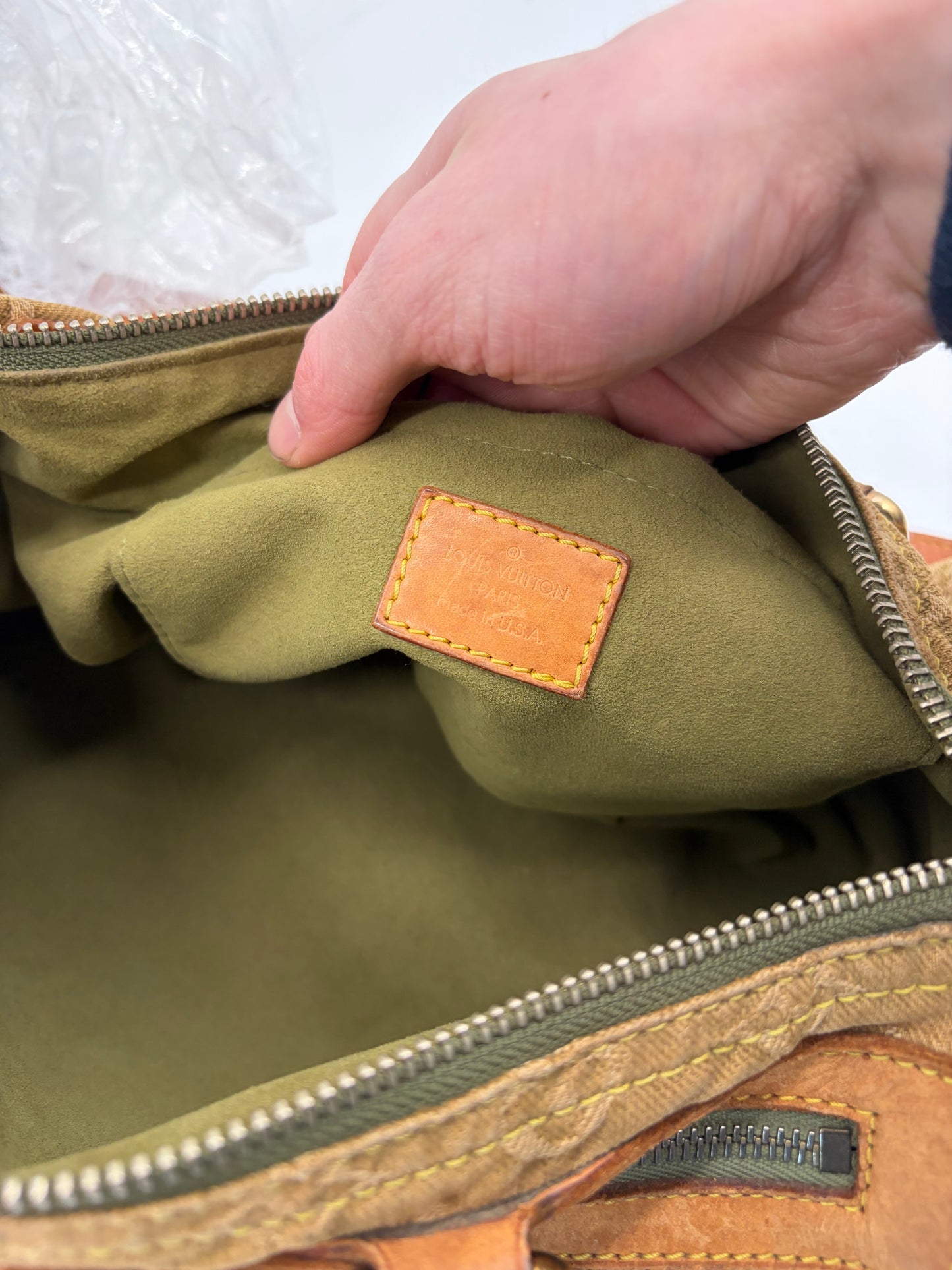 Louis Vuitton Monogram Denim Neo Speedy grün mit Schultergurt