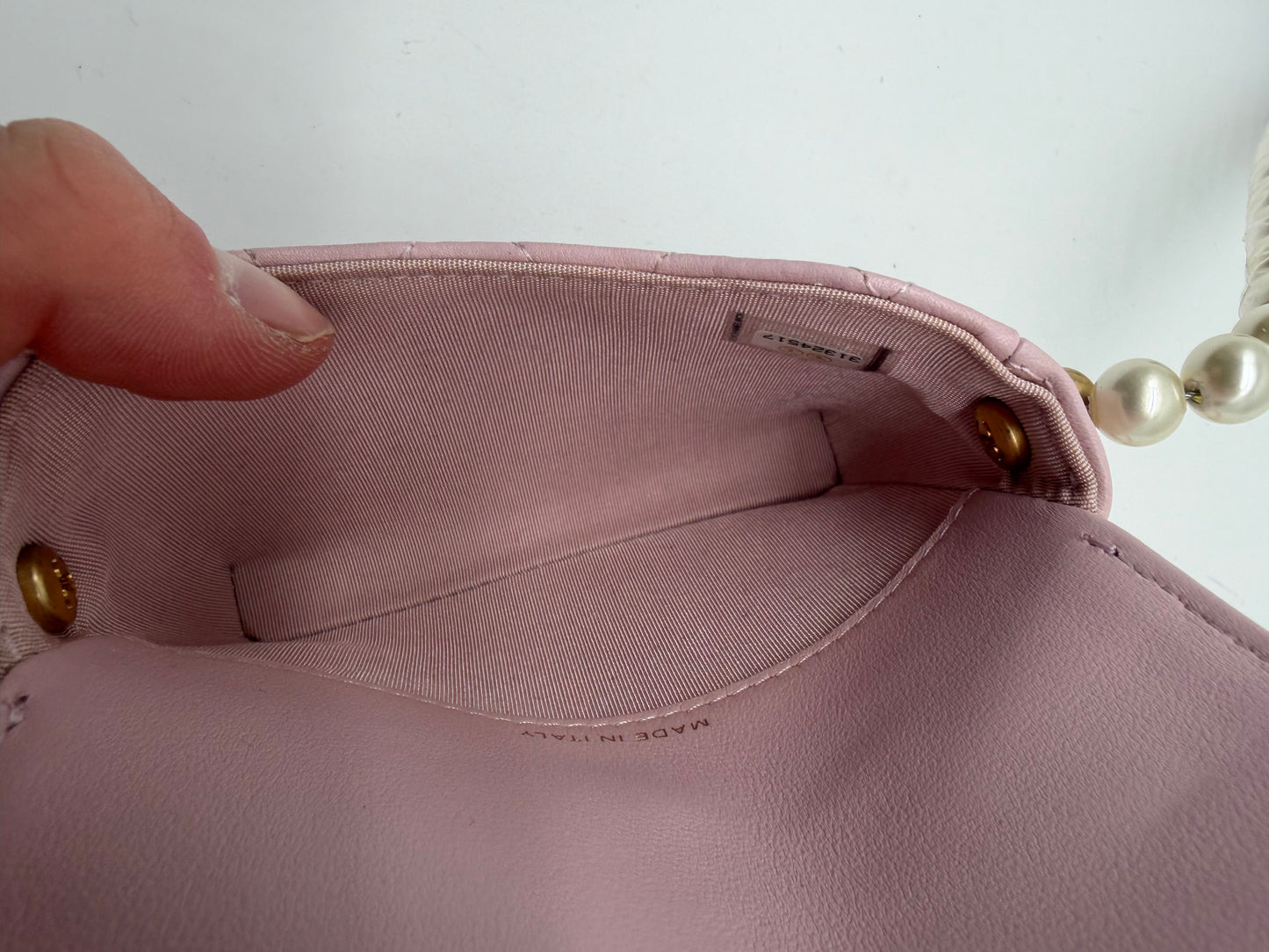 Chanel Pink Lambskin Pearl Micro Bag Rosa