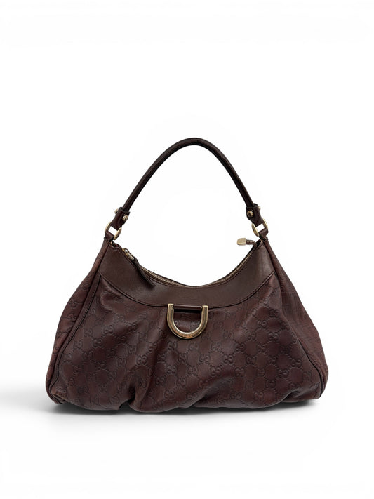 Gucci Abbey D-Ring Shoulder Bag braun Leder