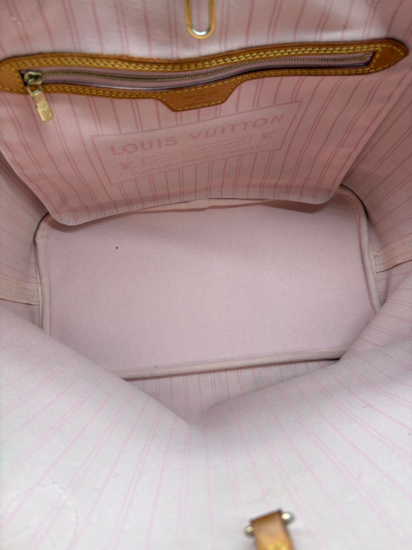 Louis Vuitton Neverfull MM Rose Ballerina mit Pouch 
 (Vintage Designer Handtasche)