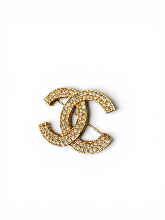 Chanel CC Logo Brosche Strass