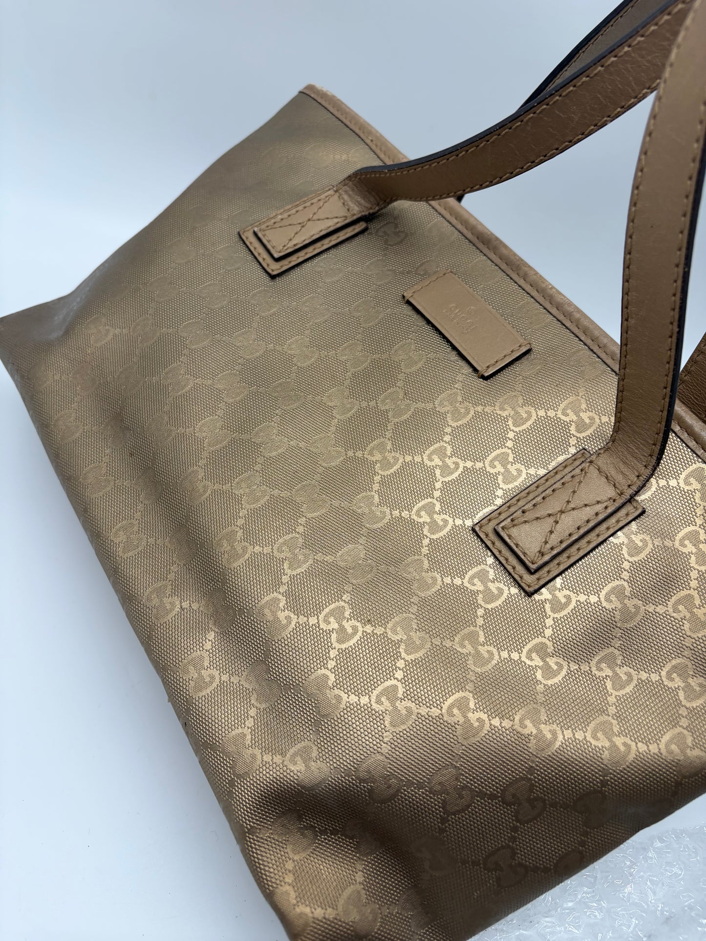 Gucci GG Imprime Canvas Joy Shopping Tasche Gold