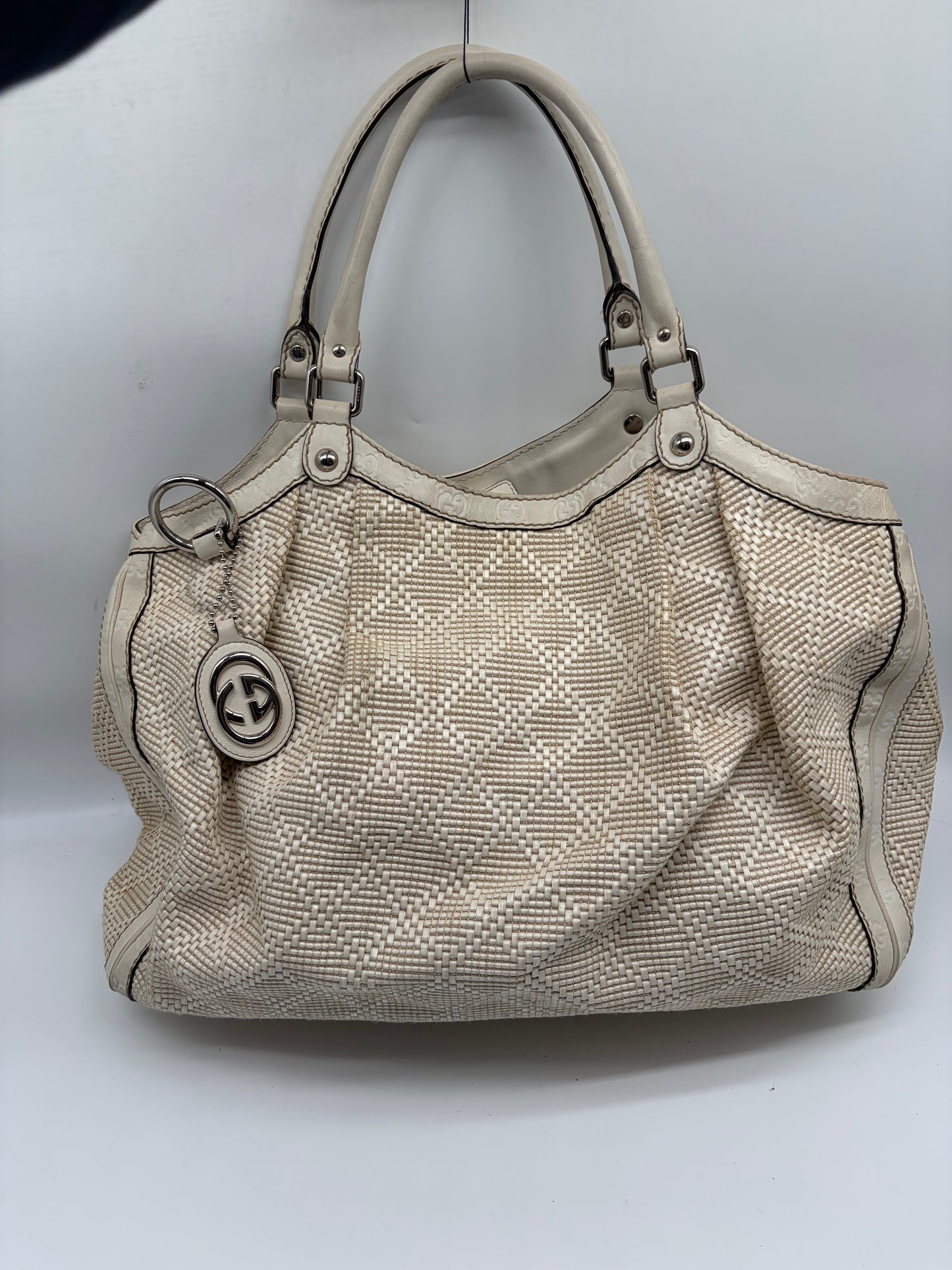 Gucci Guccissima Sukey Tote Bag Large Diamant weiß