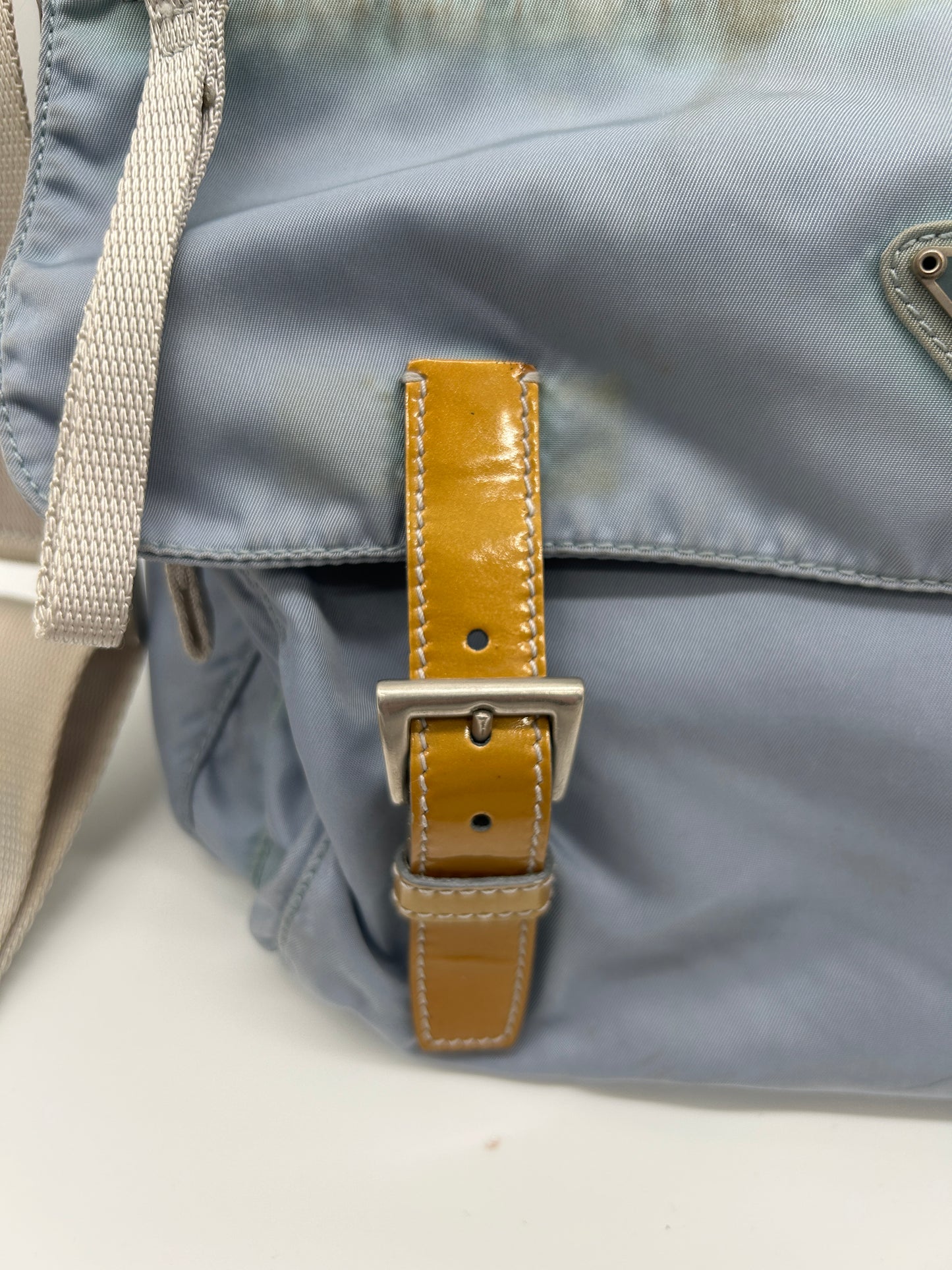 Prada Crossbody Designer Umhängetasche (Messenger Bag Babyblau)