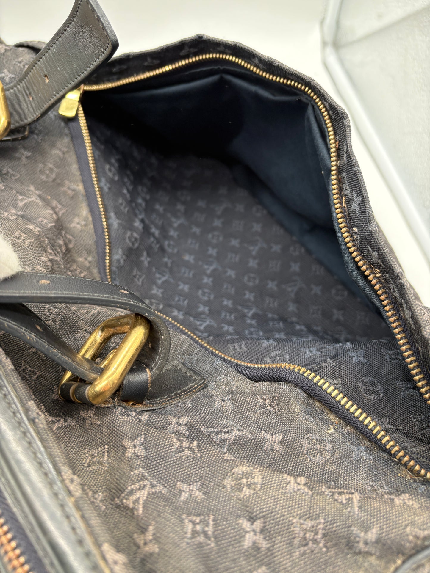 Louis Vuitton Claudine Louise Monogram Boston Bag (Navy Blue Vintage Designer Travel Bag)