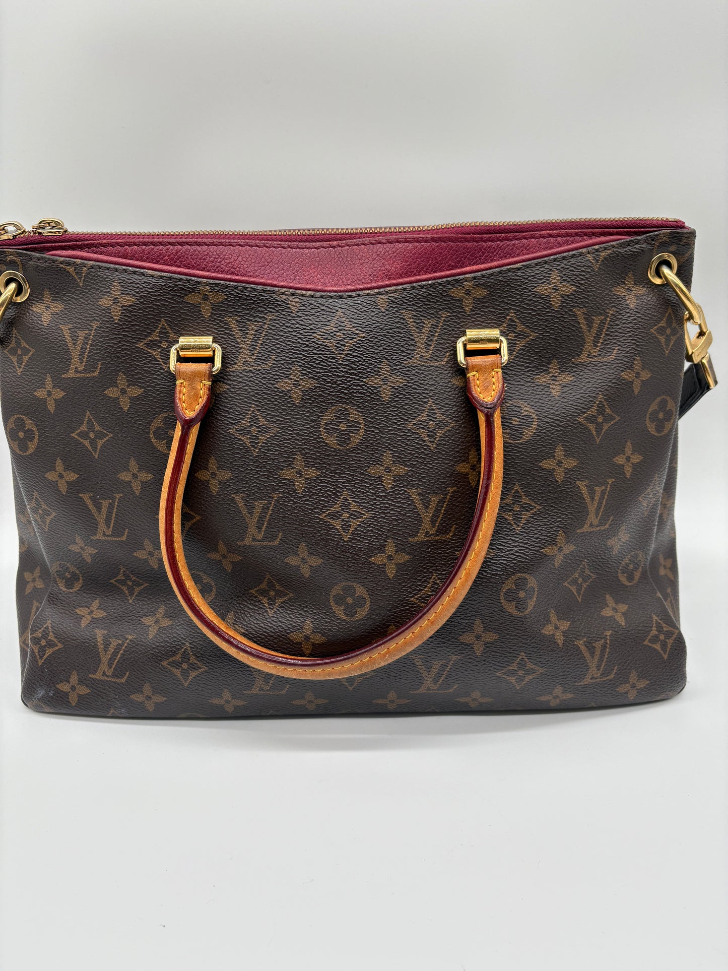 Louis Vuitton Pallas MM Monogram Tasche (Braune Vintage Designer Handtasche)