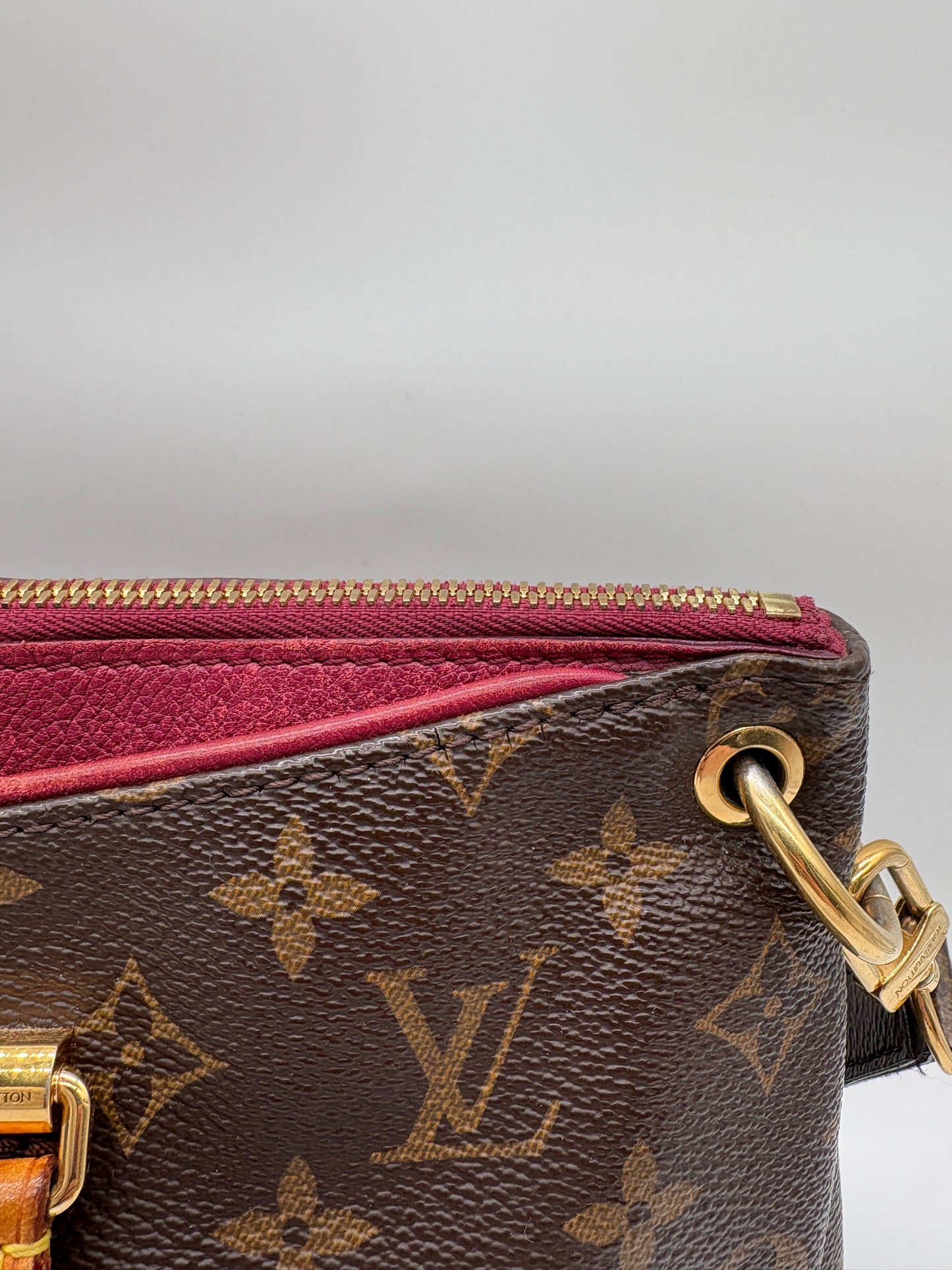 Louis Vuitton Pallas MM Monogram Tasche (Braune Vintage Designer Handtasche)