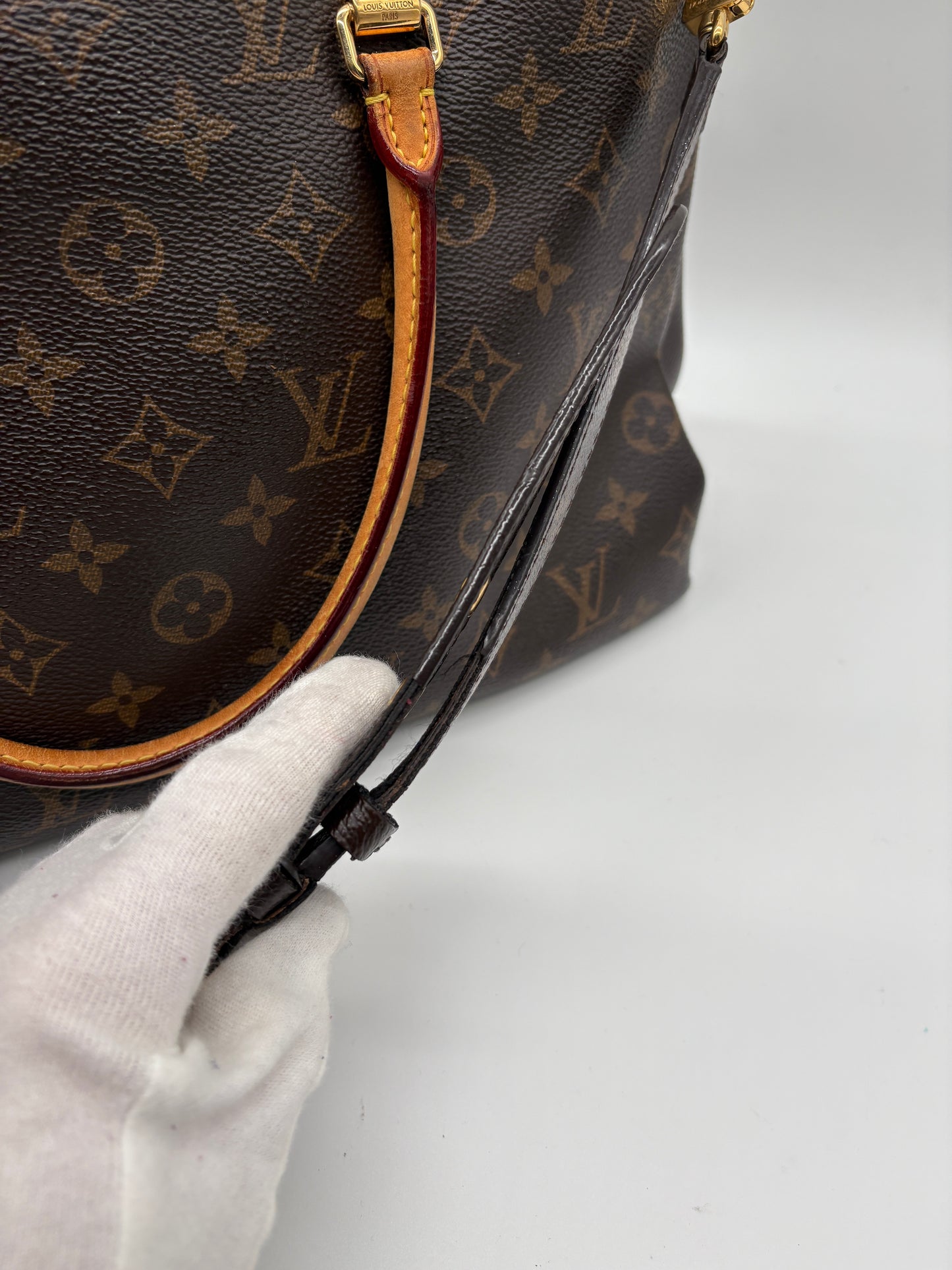 Louis Vuitton Pallas MM Monogram Tasche (Braune Vintage Designer Handtasche)