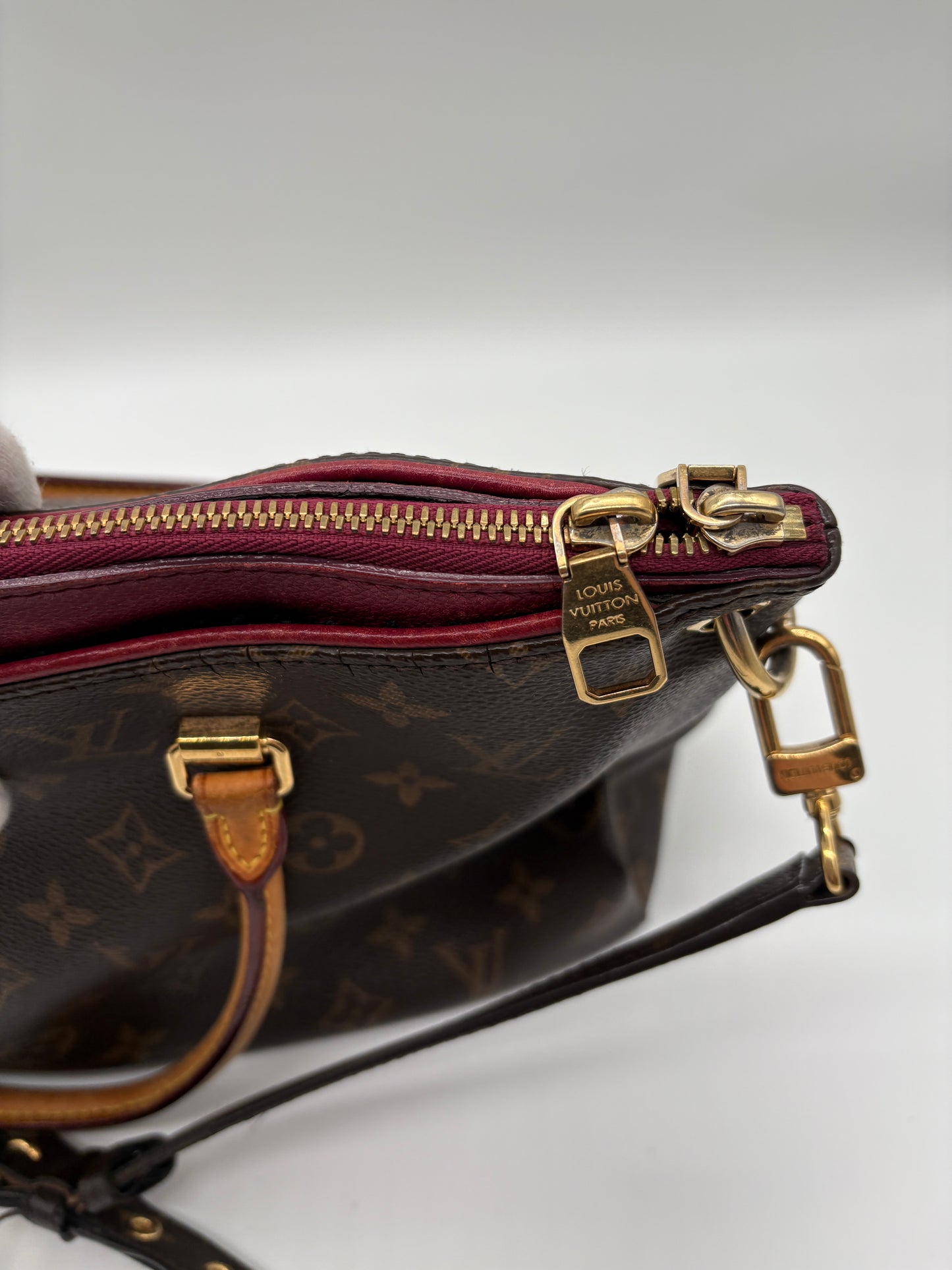 Louis Vuitton Pallas MM Monogram Tasche (Braune Vintage Designer Handtasche)