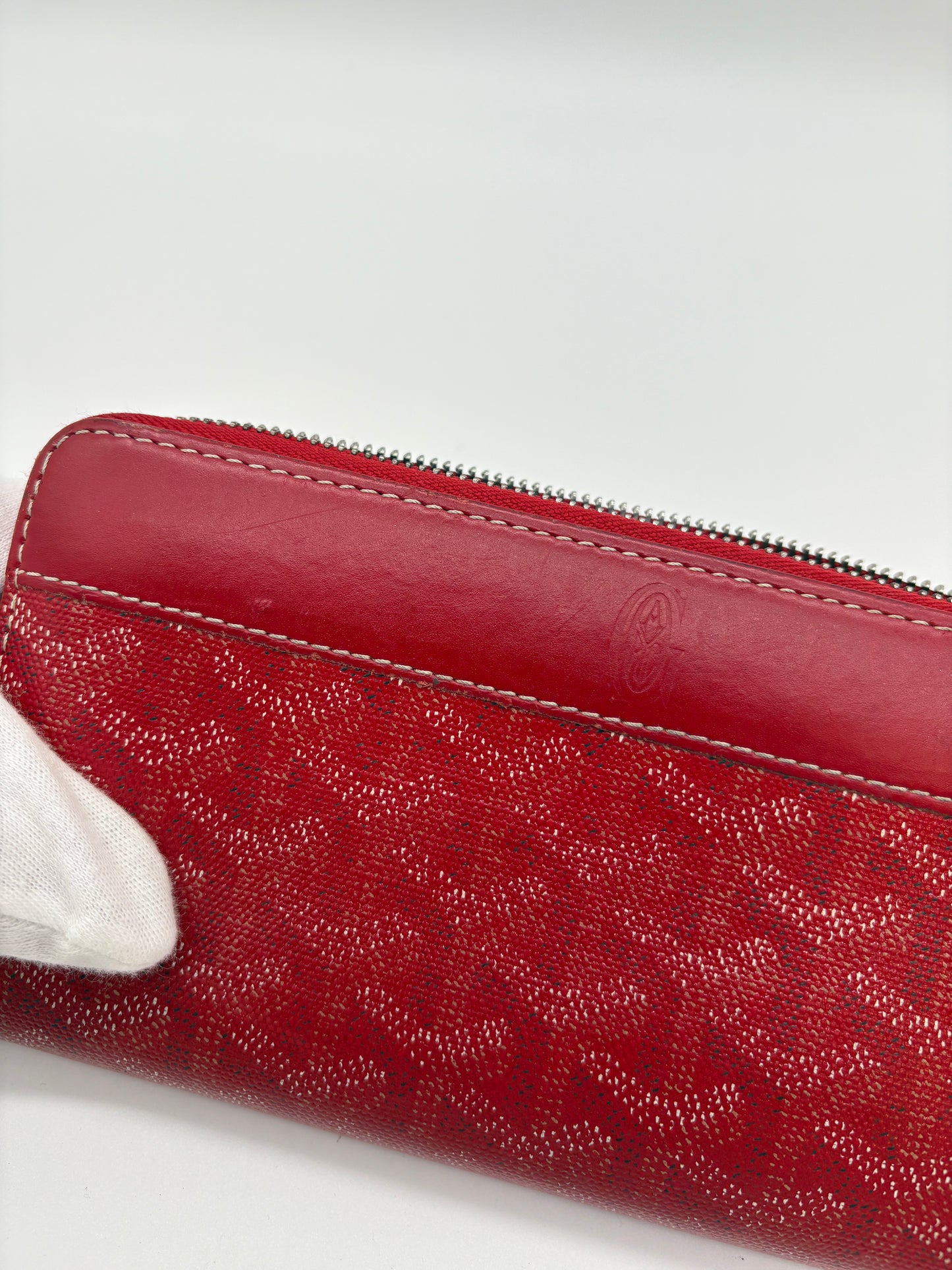 Goyard Designer Leder  Geldbörse (Chevron Matignon Portmonee rot)