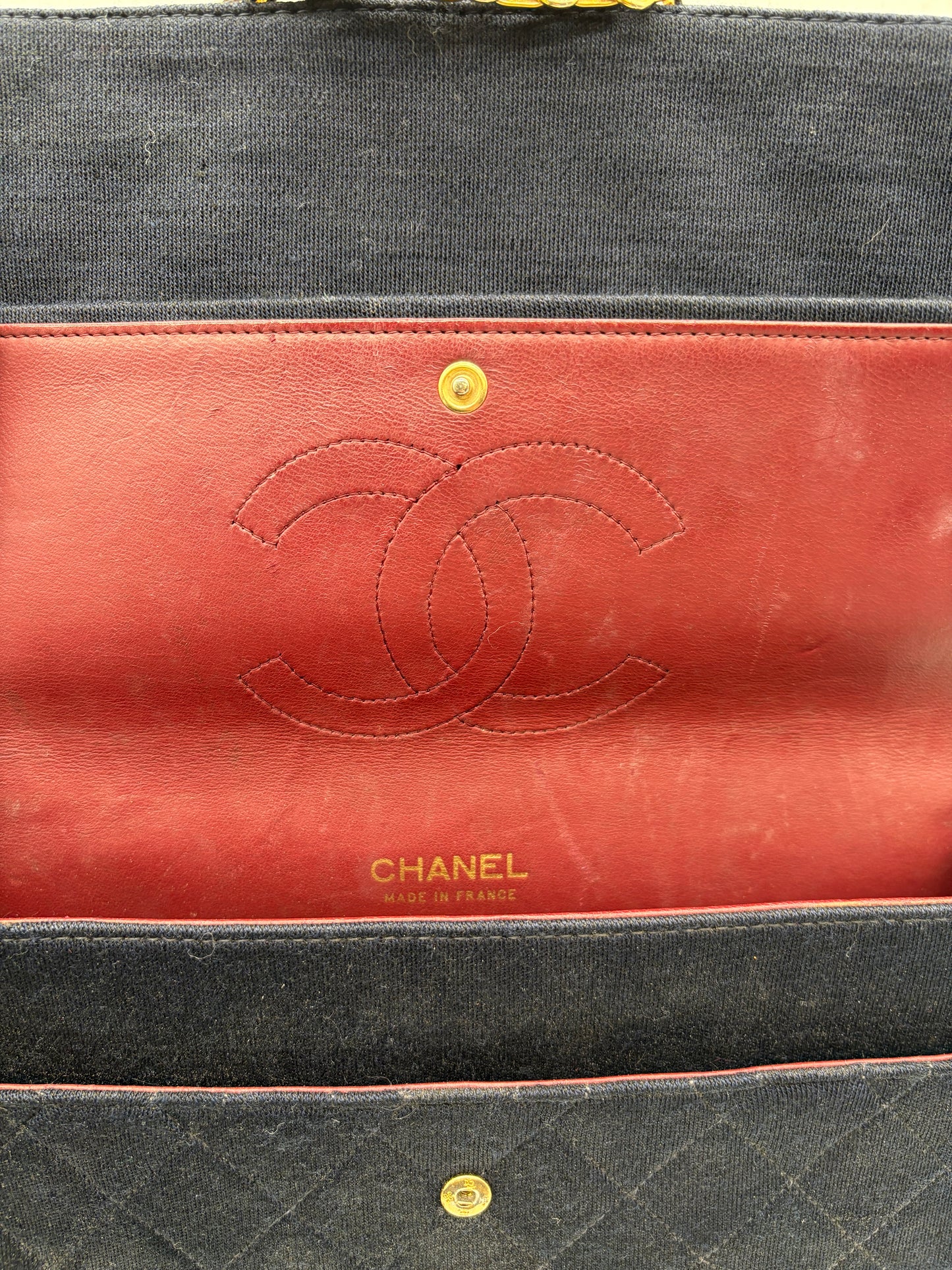 Chanel Timeless Jersey Flap Designer Handtasche (Vintage Classic Medium Modell 674775)